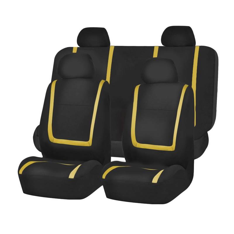 VBVGMZAS Auto Sitzbezüge Autokissen für Nissan für Pathfinder für Versa für GTR 350Z Sunny Fabric Teana Autositzbezüge Autoinnenraum Sitzbezüge Auto(5Seats-Yellow) von VBVGMZAS