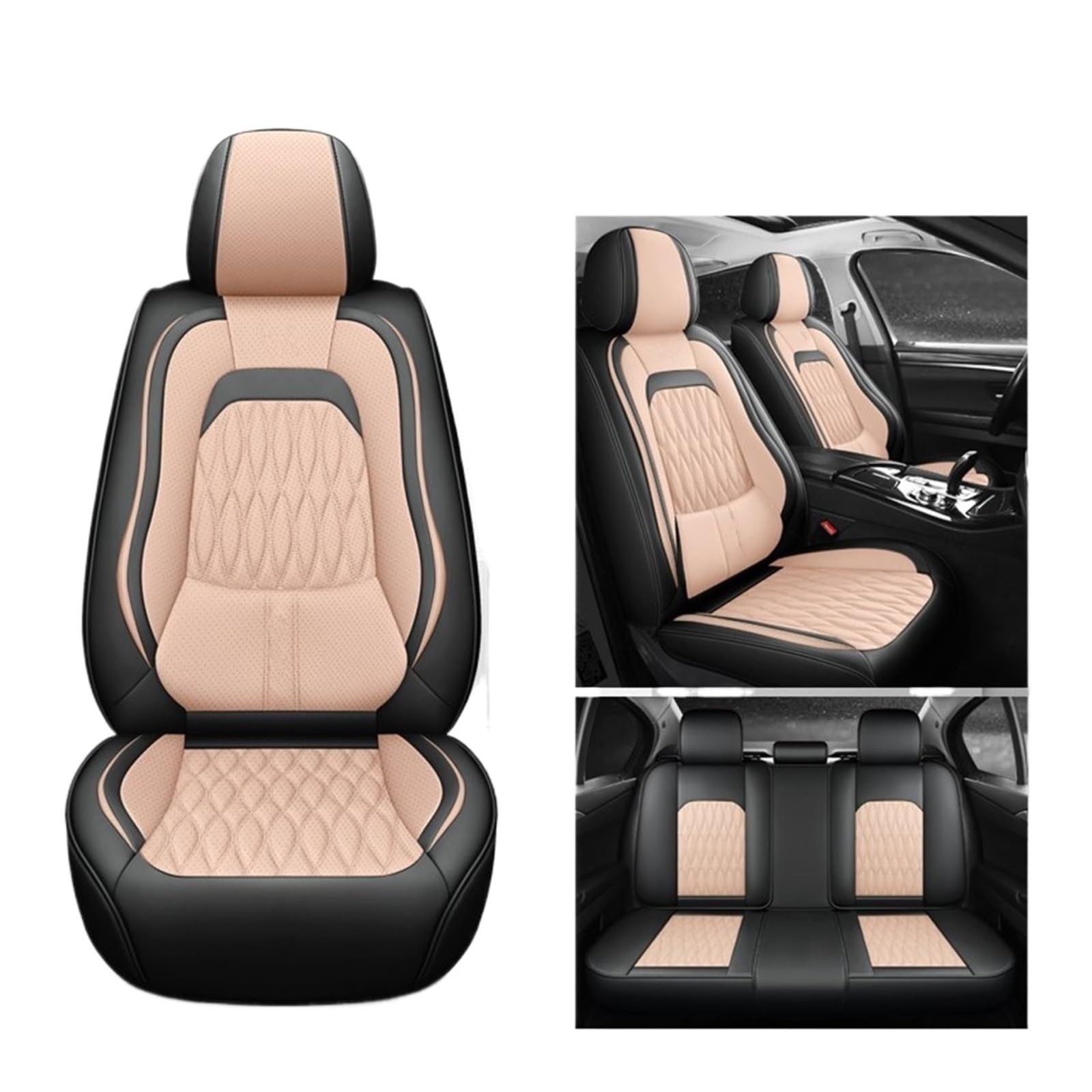 VBVGMZAS Auto Sitzbezüge Autositzbezüge Leder Komplettset für A3 8L Sitzbezüge Auto(5 PCS 2) von VBVGMZAS
