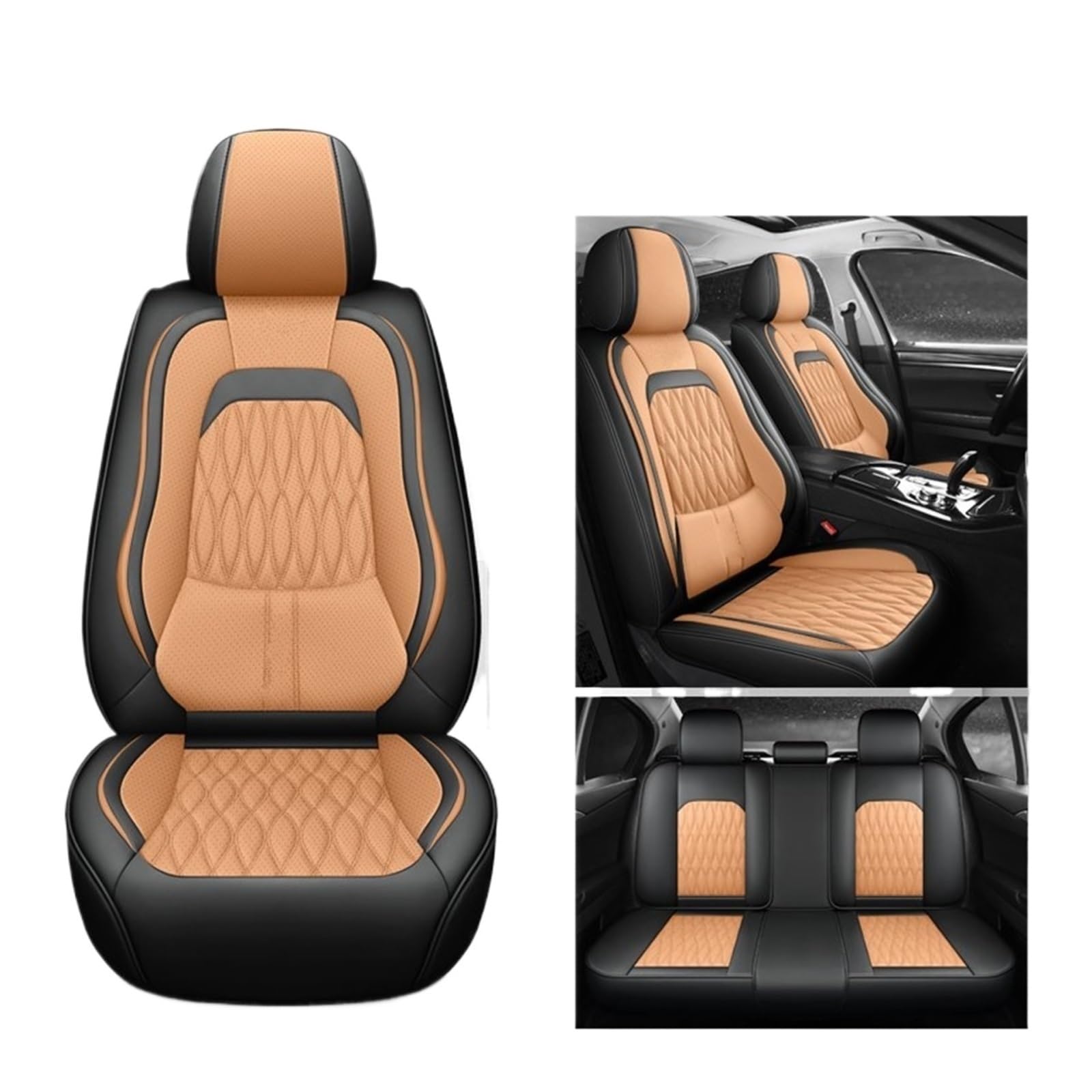 VBVGMZAS Auto Sitzbezüge Autositzbezüge Leder Komplettset für A3 8L Sitzbezüge Auto(5 PCS 3) von VBVGMZAS