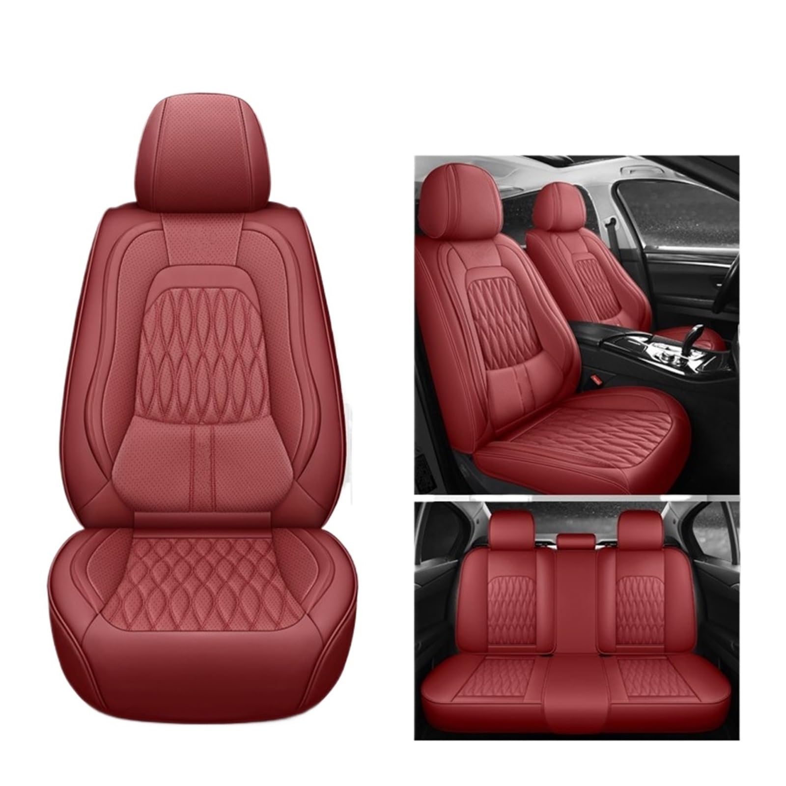 VBVGMZAS Auto Sitzbezüge Autositzbezüge Leder Komplettset für A3 8L Sitzbezüge Auto(5 PCS 6) von VBVGMZAS