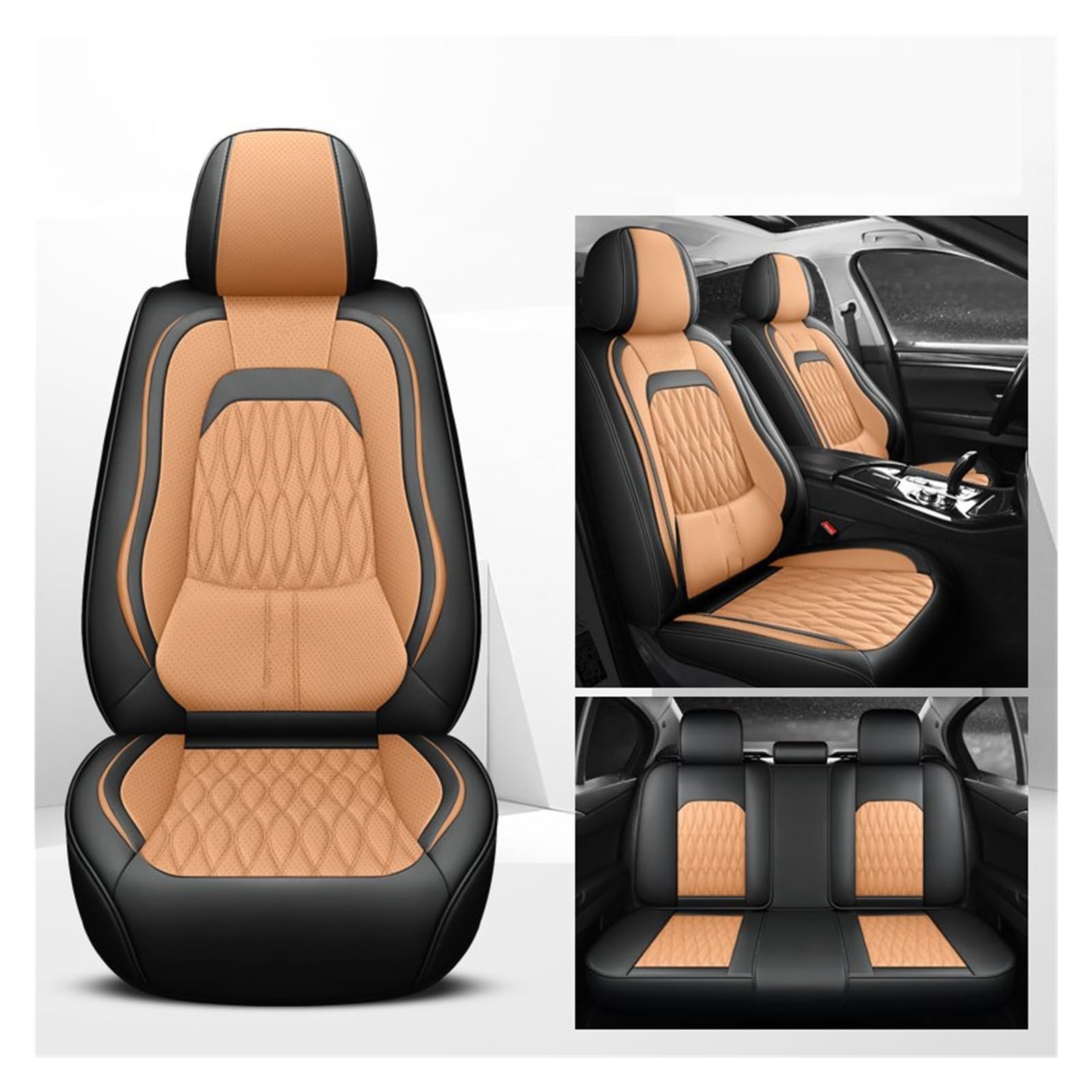 VBVGMZAS Auto Sitzbezüge Autositzbezüge Leder Komplettset für Hyundai für I40 Sitzbezüge Auto(5 PCS 4) von VBVGMZAS
