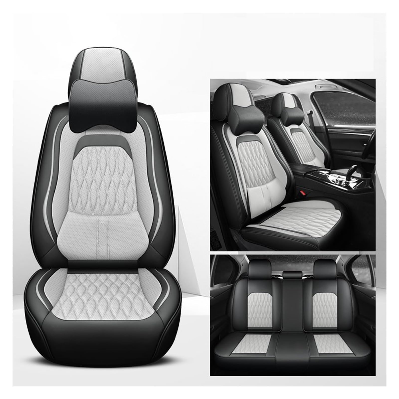 VBVGMZAS Auto Sitzbezüge Autositzbezüge Leder Komplettset für Hyundai für I40 Sitzbezüge Auto(7 PCS) von VBVGMZAS