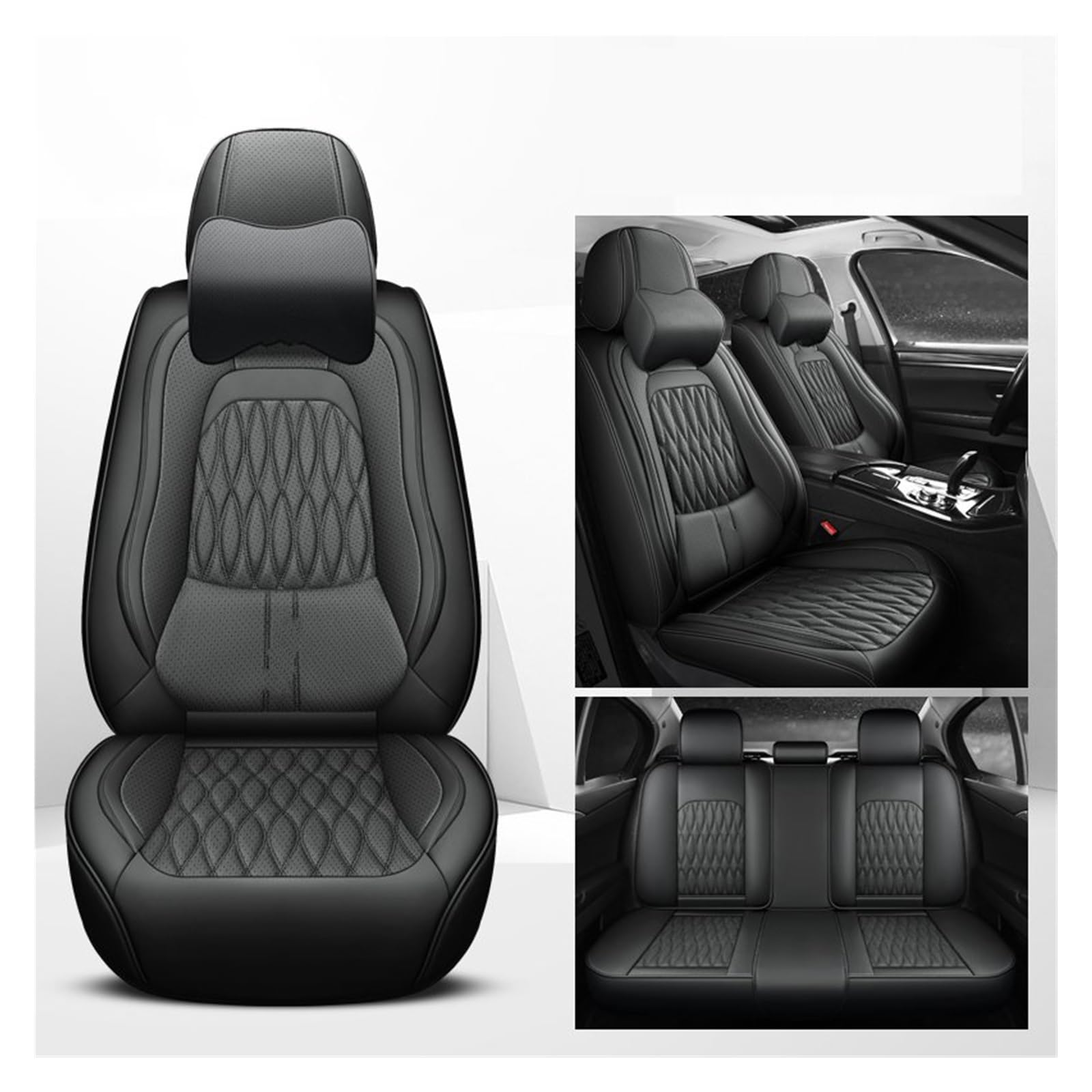 VBVGMZAS Auto Sitzbezüge Autositzbezüge Leder Komplettset für Hyundai für I40 Sitzbezüge Auto(7 PCS 3) von VBVGMZAS