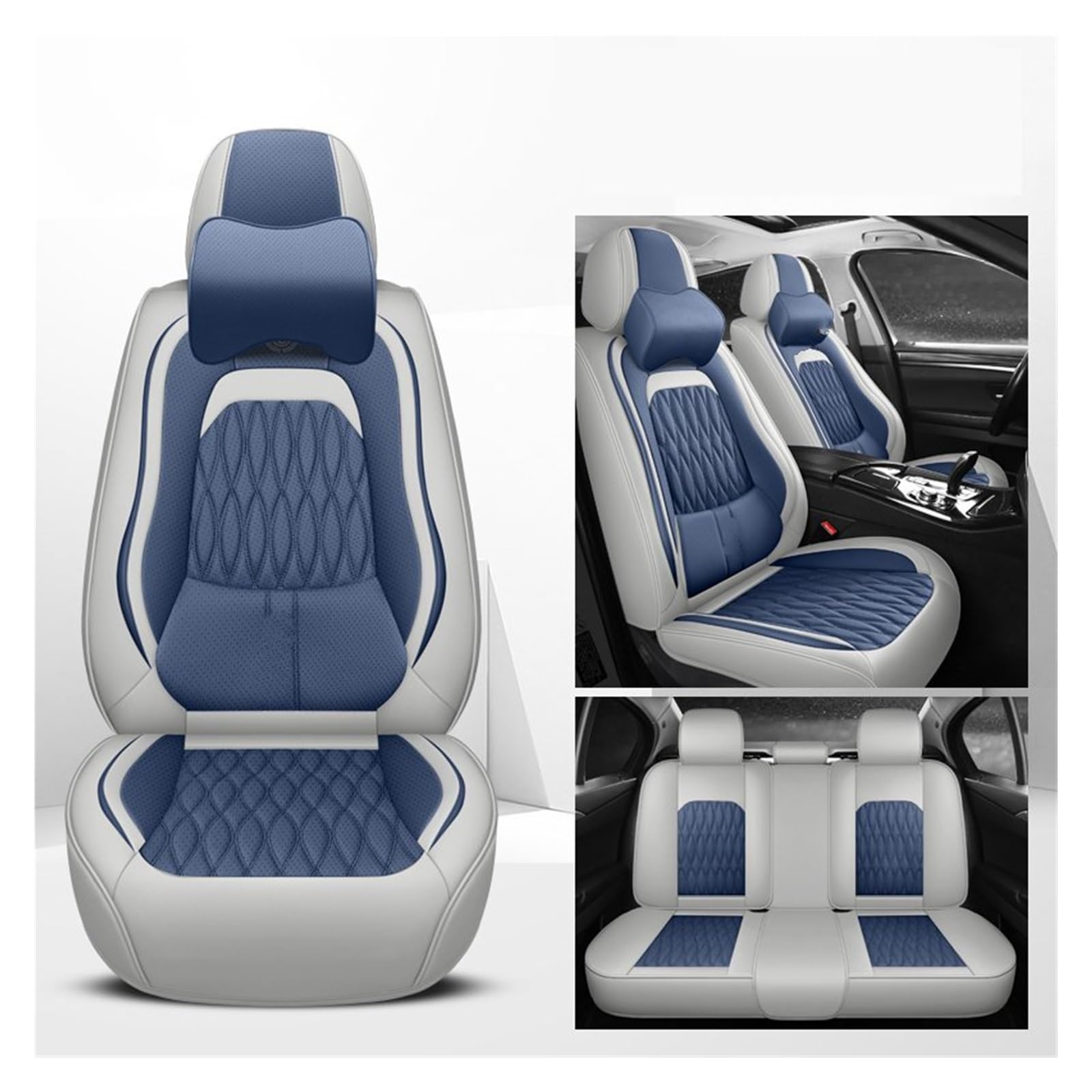 VBVGMZAS Auto Sitzbezüge Autositzbezüge Leder Komplettset für Hyundai für I40 Sitzbezüge Auto(7 PCS 8) von VBVGMZAS
