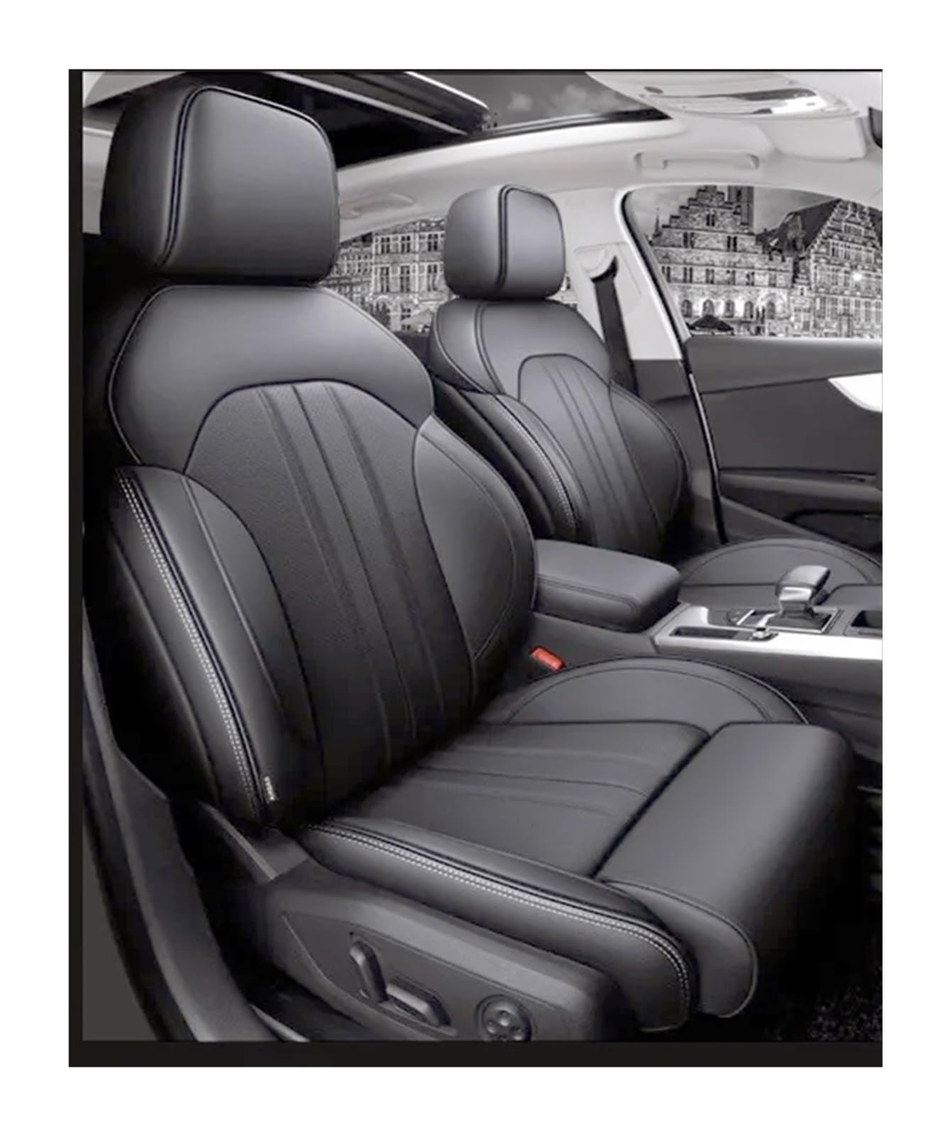 VBVGMZAS Auto Sitzbezüge Autositzbezüge Zubehör Komplettset Mittelspezifisch Für A4 Für A5 Für A6 Für A3 Für Q5 Für Q7 TT Für A7 Für Q3 A1 Q4 Q6 Sitzbezüge Auto(Gray) von VBVGMZAS