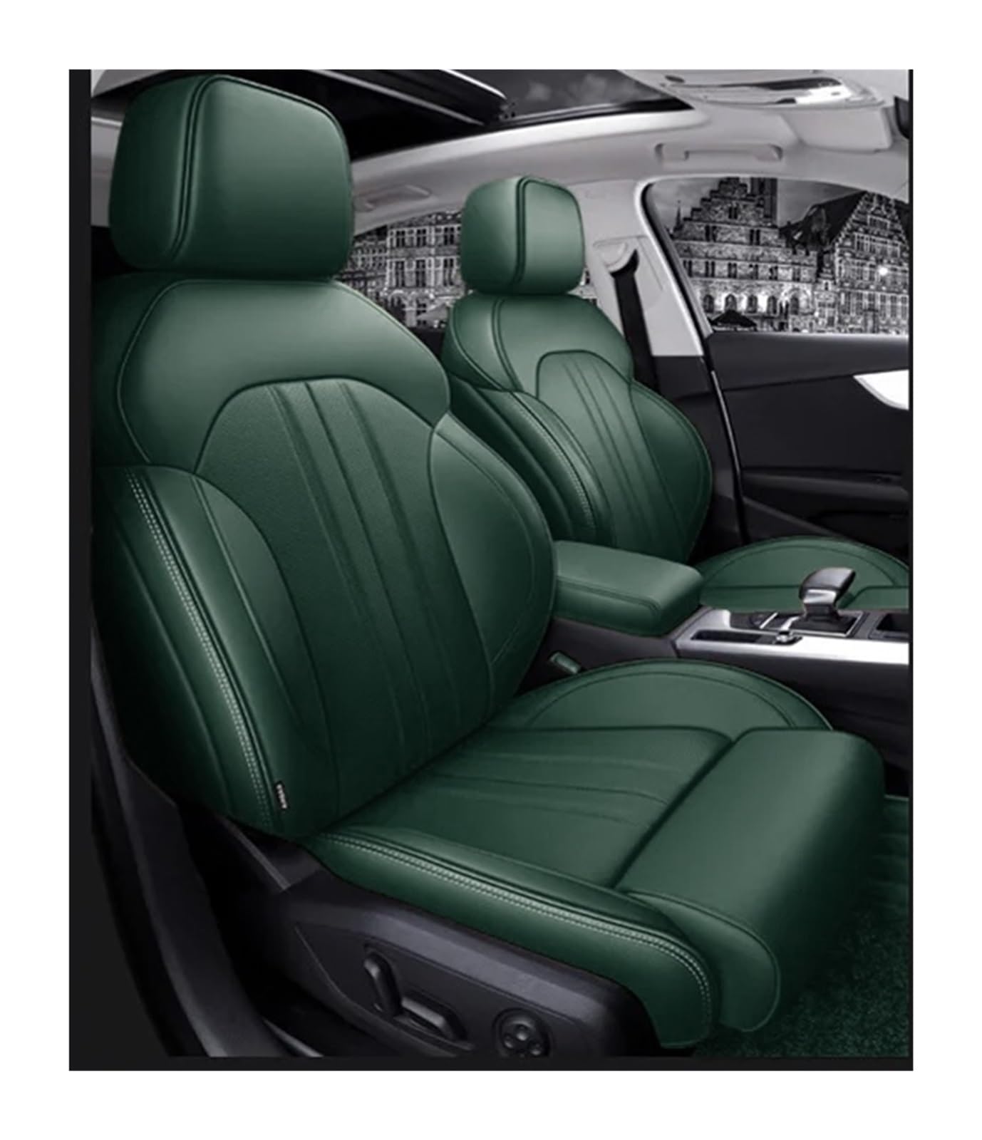 VBVGMZAS Auto Sitzbezüge Autositzbezüge Zubehör Komplettset Mittelspezifisch Für A4 Für A5 Für A6 Für A3 Für Q5 Für Q7 TT Für A7 Für Q3 A1 Q4 Q6 Sitzbezüge Auto(Green) von VBVGMZAS