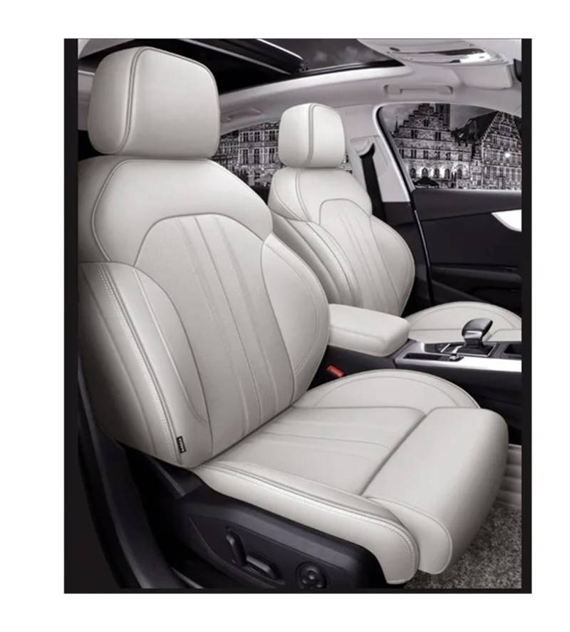 VBVGMZAS Auto Sitzbezüge Autositzbezüge Zubehör Komplettset Mittelspezifisch Für A4 Für A5 Für A6 Für A3 Für Q5 Für Q7 TT Für A7 Für Q3 A1 Q4 Q6 Sitzbezüge Auto(Ivory White) von VBVGMZAS