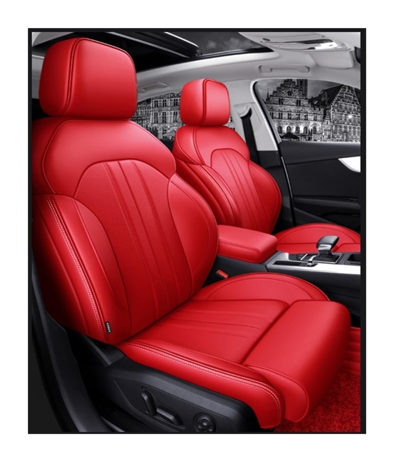 VBVGMZAS Auto Sitzbezüge Autositzbezüge Zubehör Komplettset Mittelspezifisch Für A4 Für A5 Für A6 Für A3 Für Q5 Für Q7 TT Für A7 Für Q3 A1 Q4 Q6 Sitzbezüge Auto(Red) von VBVGMZAS