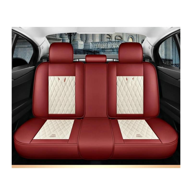 VBVGMZAS Auto Sitzbezüge Autositzbezüge aus Leder für Megane 2 3 Fahrzeugteile Sitzbezüge Auto(Beige Red Rear) von VBVGMZAS