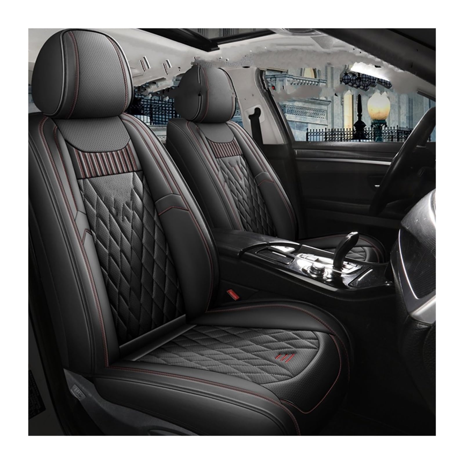 VBVGMZAS Auto Sitzbezüge Autositzbezüge aus Leder für Megane 2 3 Fahrzeugteile Sitzbezüge Auto(Black Front) von VBVGMZAS