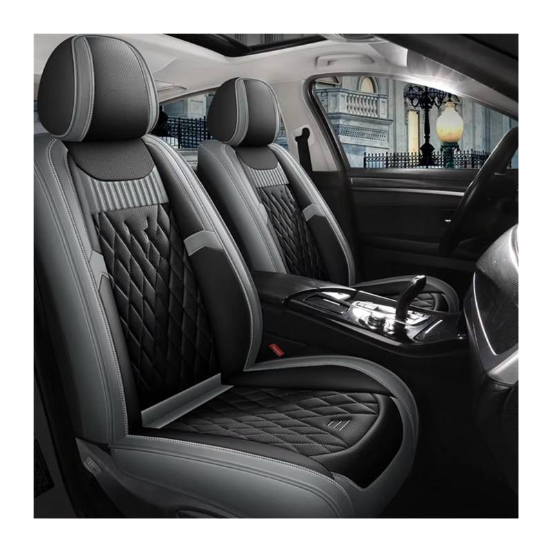 VBVGMZAS Auto Sitzbezüge Autositzbezüge aus Leder für Megane 2 3 Fahrzeugteile Sitzbezüge Auto(Black Gray Front) von VBVGMZAS