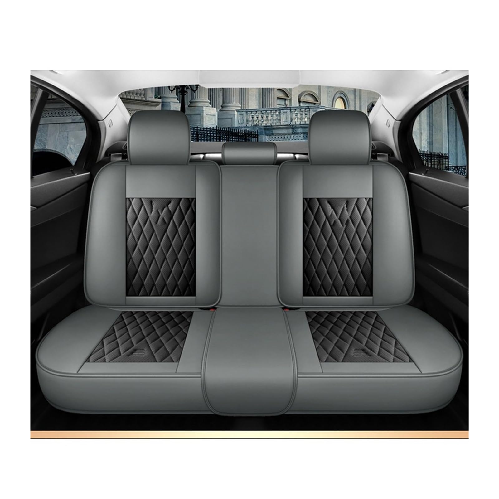 VBVGMZAS Auto Sitzbezüge Autositzbezüge aus Leder für Megane 2 3 Fahrzeugteile Sitzbezüge Auto(Black Gray Rear) von VBVGMZAS