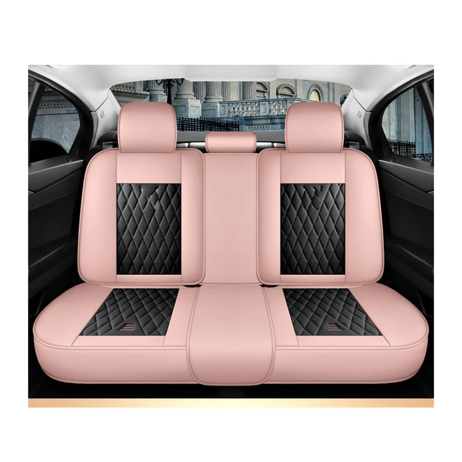 VBVGMZAS Auto Sitzbezüge Autositzbezüge aus Leder für Megane 2 3 Fahrzeugteile Sitzbezüge Auto(Black Pink Rear) von VBVGMZAS