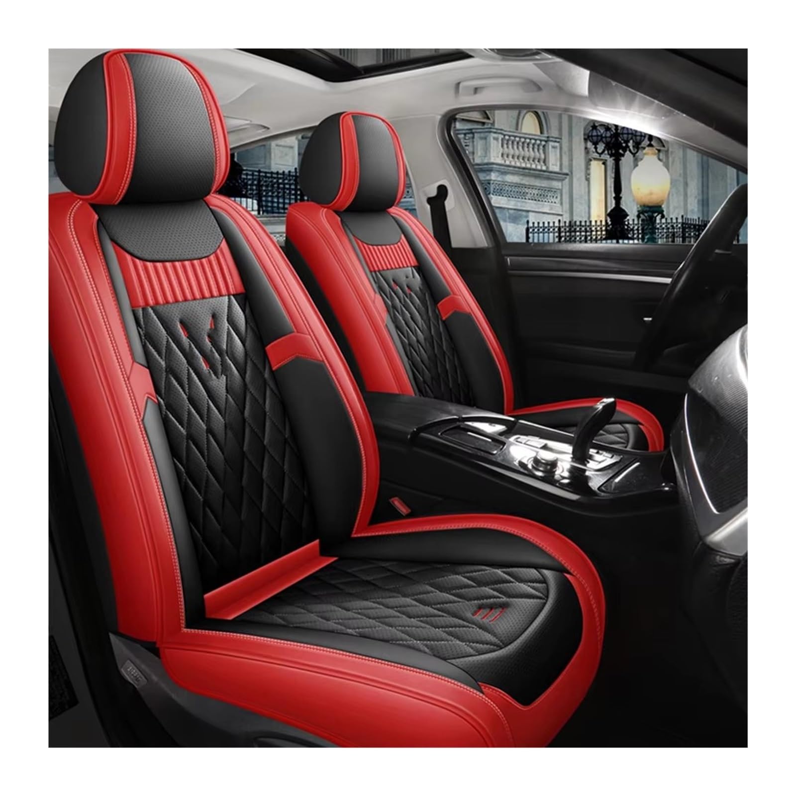 VBVGMZAS Auto Sitzbezüge Autositzbezüge aus Leder für Megane 2 3 Fahrzeugteile Sitzbezüge Auto(Black Red Front) von VBVGMZAS