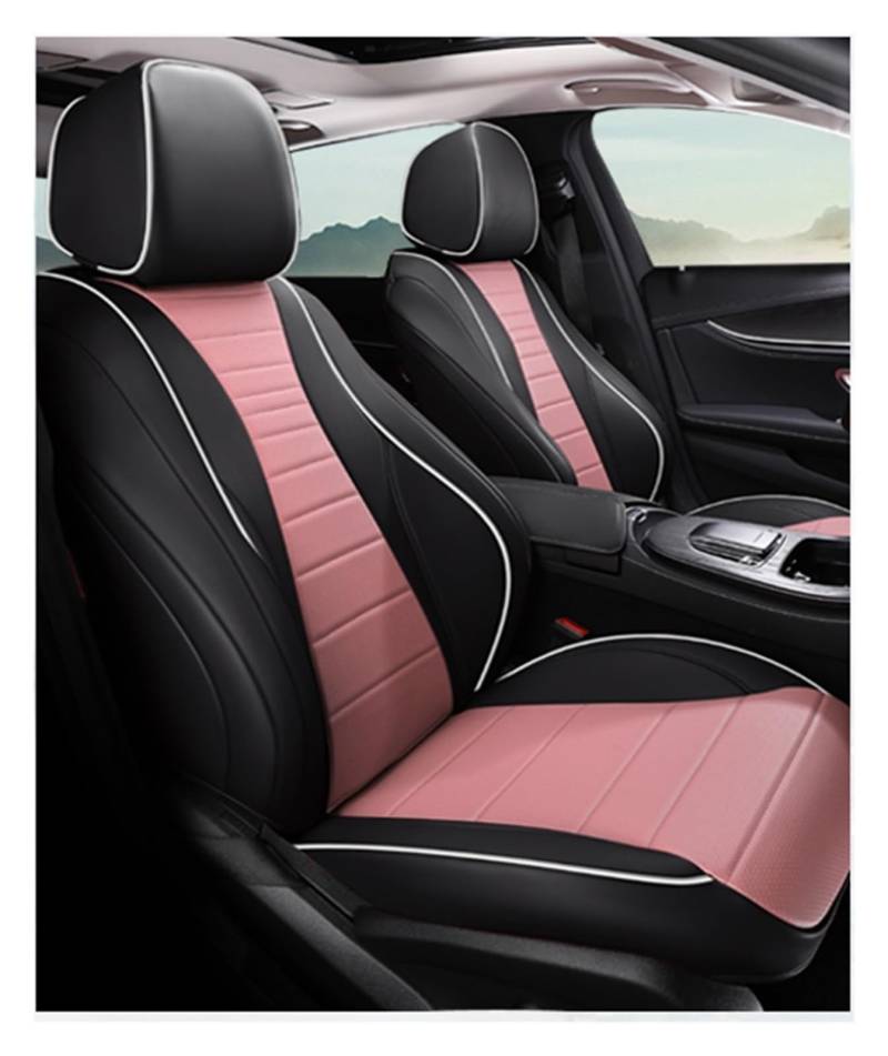 VBVGMZAS Auto Sitzbezüge Autositzbezüge für Geely für Atlas für Pro für Monjaro für Tugella für Coolray Autozubehör Sitzbezüge Auto(Full Set-Black Pink) von VBVGMZAS