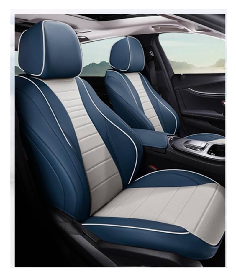 VBVGMZAS Auto Sitzbezüge Autositzbezüge für Geely für Atlas für Pro für Monjaro für Tugella für Coolray Autozubehör Sitzbezüge Auto(Full Set-Blue White) von VBVGMZAS