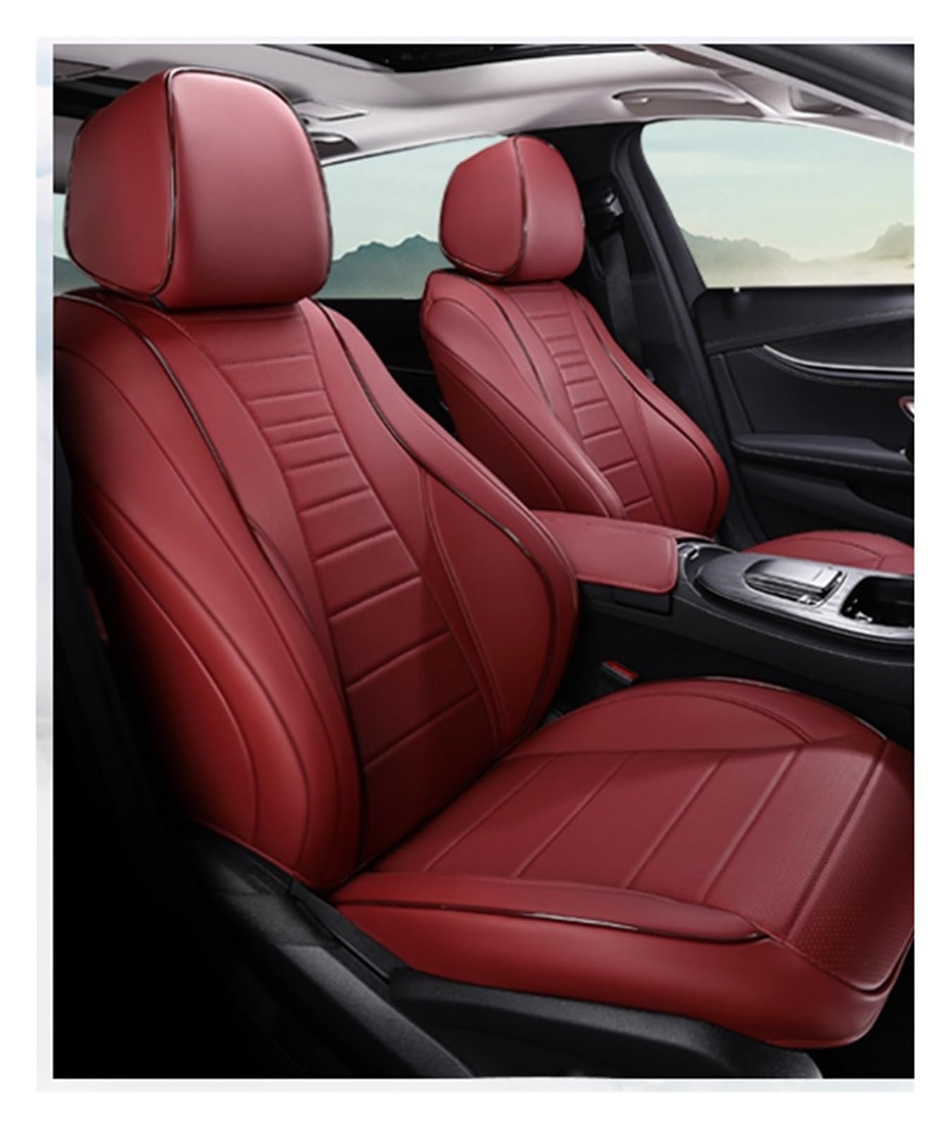 VBVGMZAS Auto Sitzbezüge Autositzbezüge für Geely für Atlas für Pro für Monjaro für Tugella für Coolray Autozubehör Sitzbezüge Auto(Full Set-Wine Red) von VBVGMZAS
