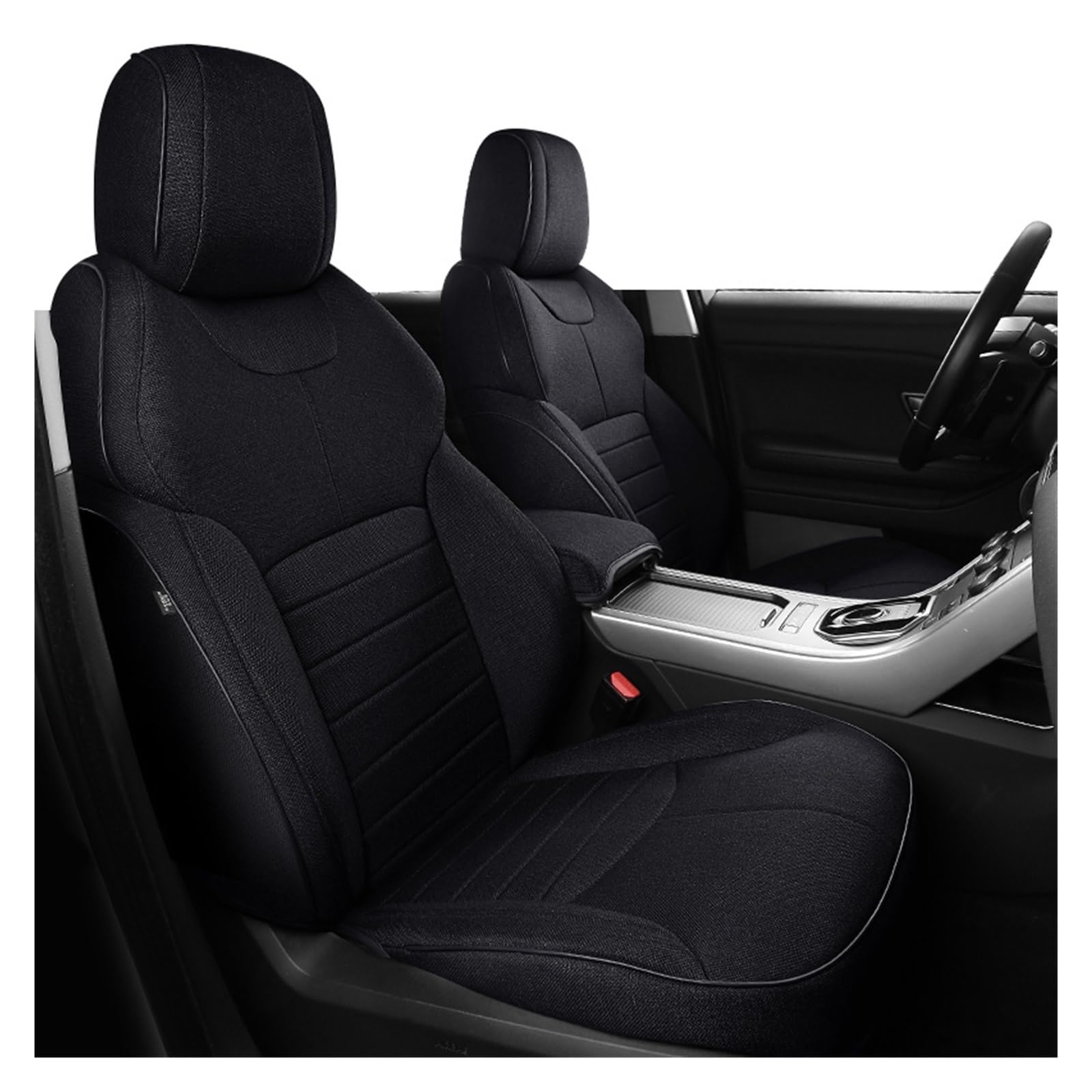 VBVGMZAS Auto Sitzbezüge Autozubehör Sitzbezug 5 Sitze Komplettset ECO Flachsleinen Vollbezug Für Range Für Rover Und Über 2000 Modelle Sitzbezüge Auto(Black) von VBVGMZAS