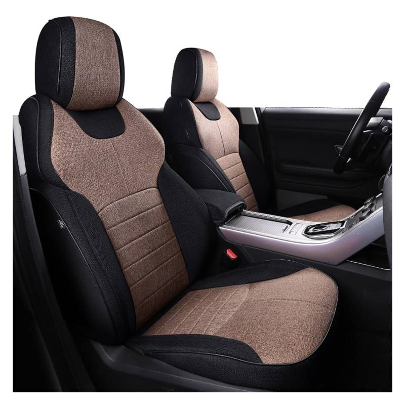 VBVGMZAS Auto Sitzbezüge Autozubehör Sitzbezug 5 Sitze Komplettset ECO Flachsleinen Vollbezug Für Range Für Rover Und Über 2000 Modelle Sitzbezüge Auto(Black Coffee) von VBVGMZAS