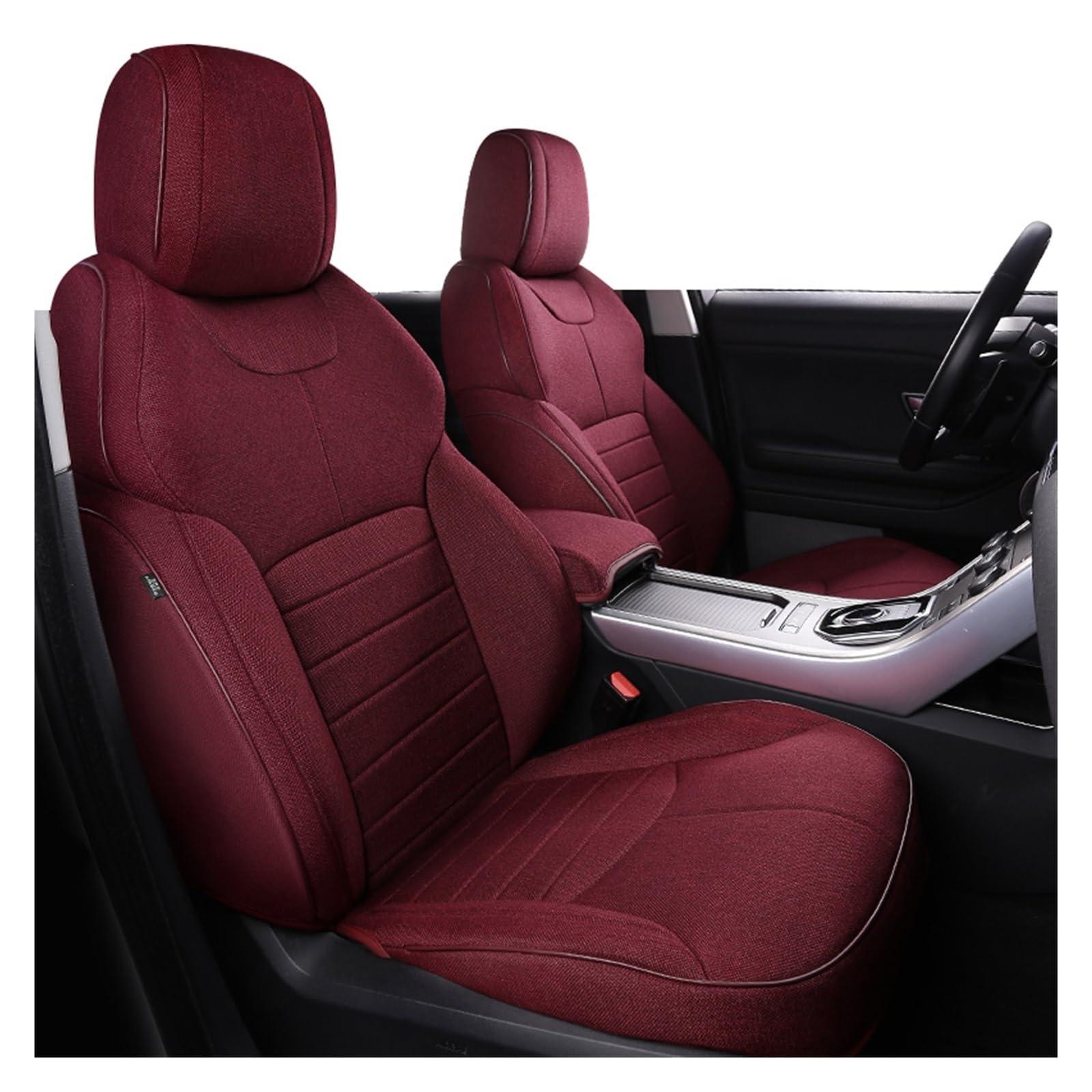 VBVGMZAS Auto Sitzbezüge Autozubehör Sitzbezug 5 Sitze Komplettset ECO Flachsleinen Vollbezug Für Range Für Rover Und Über 2000 Modelle Sitzbezüge Auto(Burgundy) von VBVGMZAS