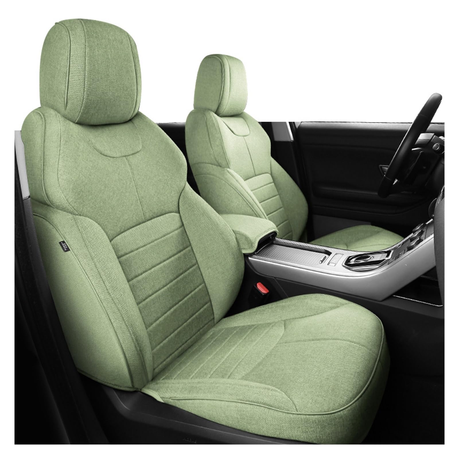VBVGMZAS Auto Sitzbezüge Autozubehör Sitzbezug 5 Sitze Komplettset ECO Flachsleinen Vollbezug Für Range Für Rover Und Über 2000 Modelle Sitzbezüge Auto(Green) von VBVGMZAS