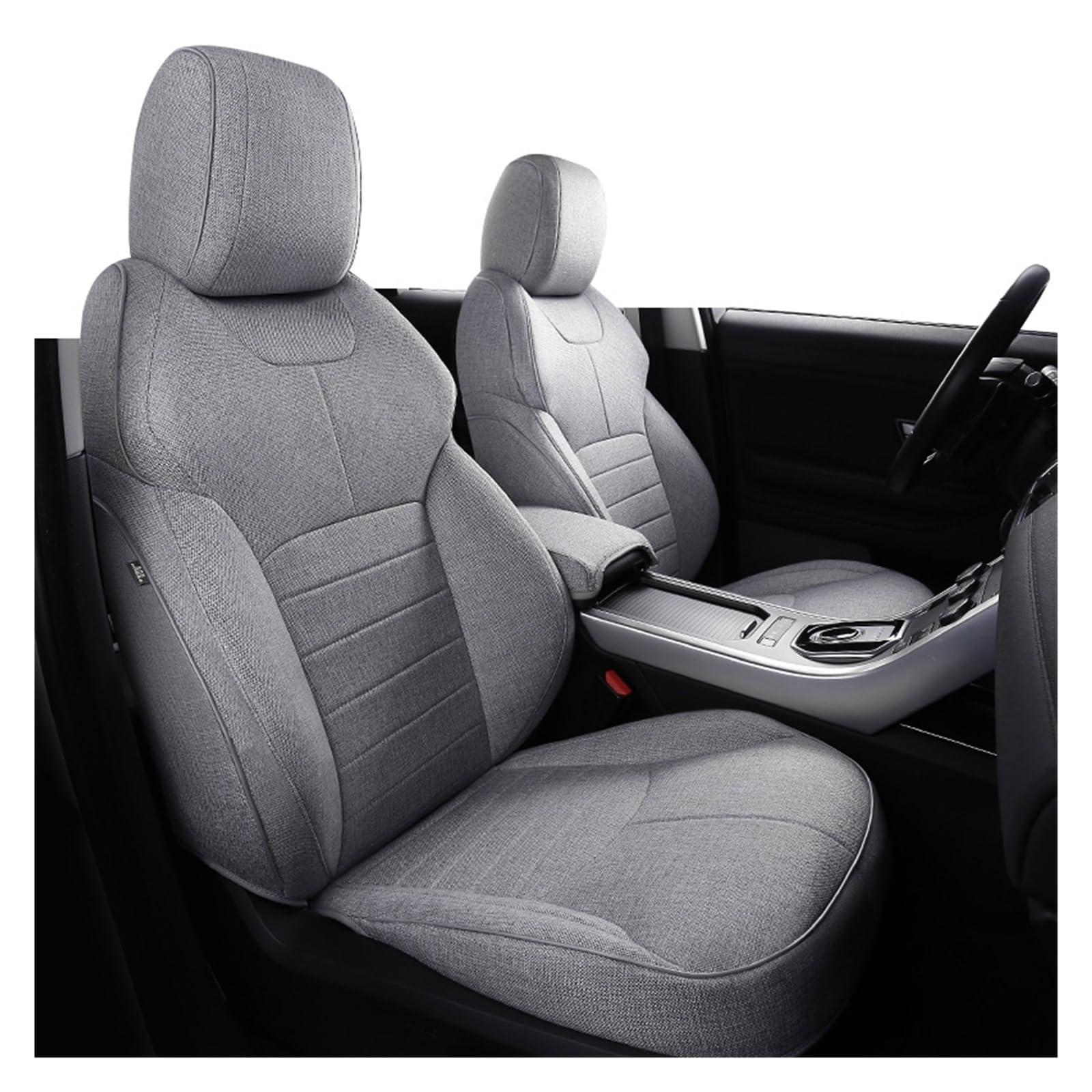 VBVGMZAS Auto Sitzbezüge Autozubehör Sitzbezug 5 Sitze Komplettset ECO Flachsleinen Vollbezug Für Range Für Rover Und Über 2000 Modelle Sitzbezüge Auto(Grey) von VBVGMZAS