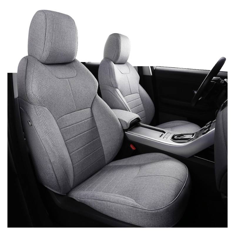 VBVGMZAS Auto Sitzbezüge Autozubehör Sitzbezug 5 Sitze Komplettset ECO Flachsleinen Vollbezug Für Range Für Rover Und Über 2000 Modelle Sitzbezüge Auto(Grey) von VBVGMZAS