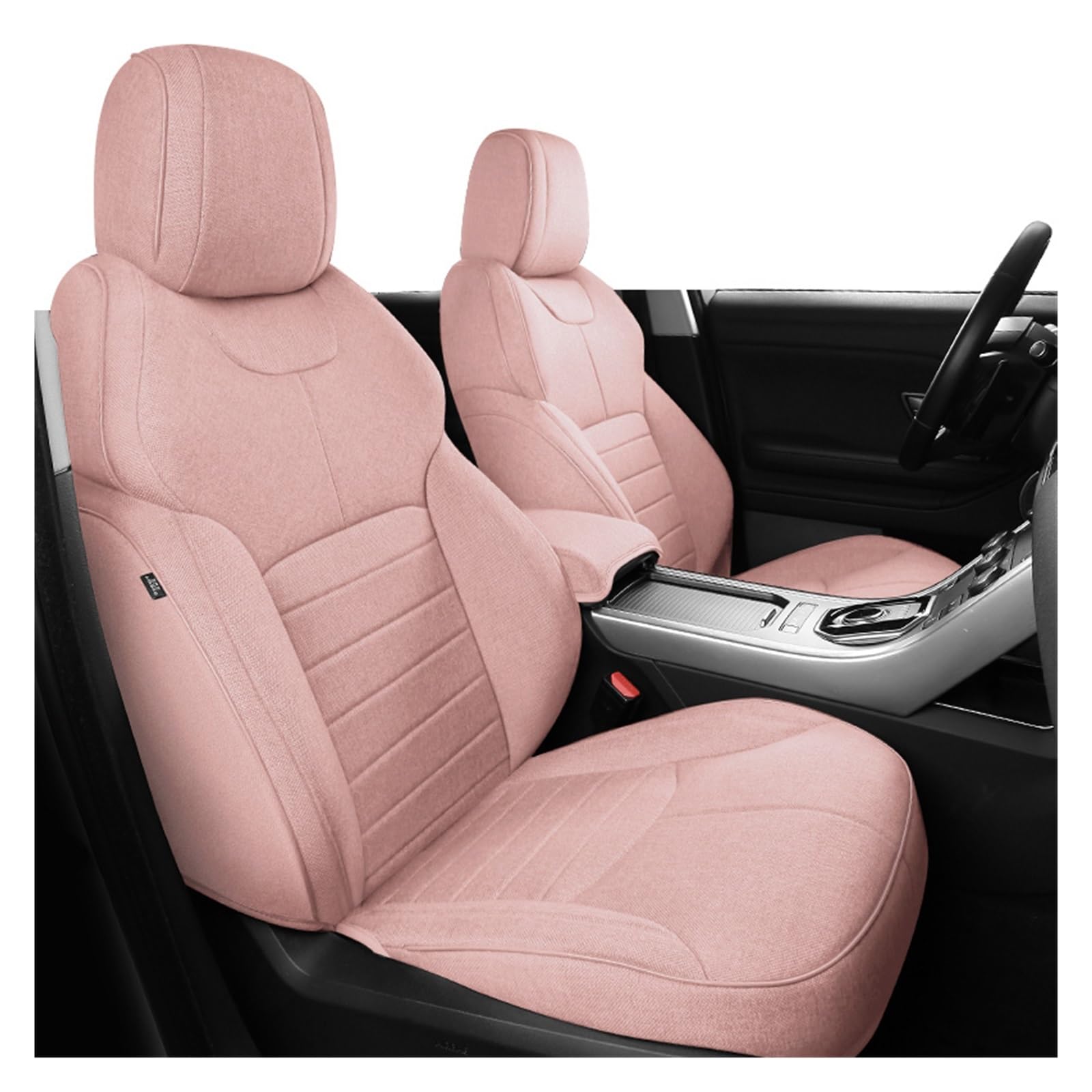 VBVGMZAS Auto Sitzbezüge Autozubehör Sitzbezug 5 Sitze Komplettset ECO Flachsleinen Vollbezug Für Range Für Rover Und Über 2000 Modelle Sitzbezüge Auto(Pink) von VBVGMZAS