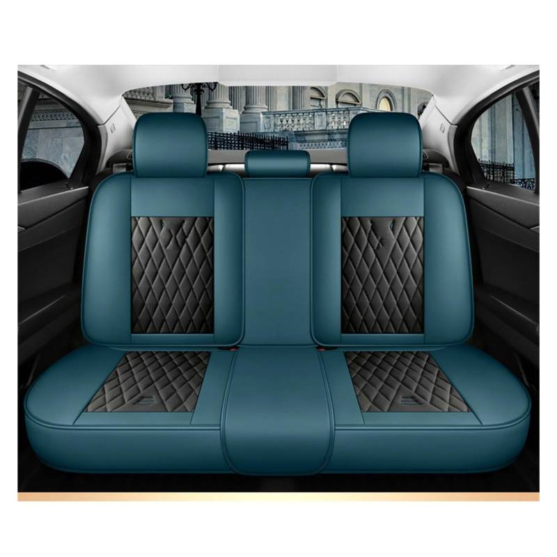 VBVGMZAS Auto Sitzbezüge Leder-Autositzbezüge für Fluence für Scenic für Clio für Captur für Kadjar für Logan 2 für Duster Arkana Kangoo Fahrzeugteile Sitzbezüge Auto(Black Blue Rear) von VBVGMZAS
