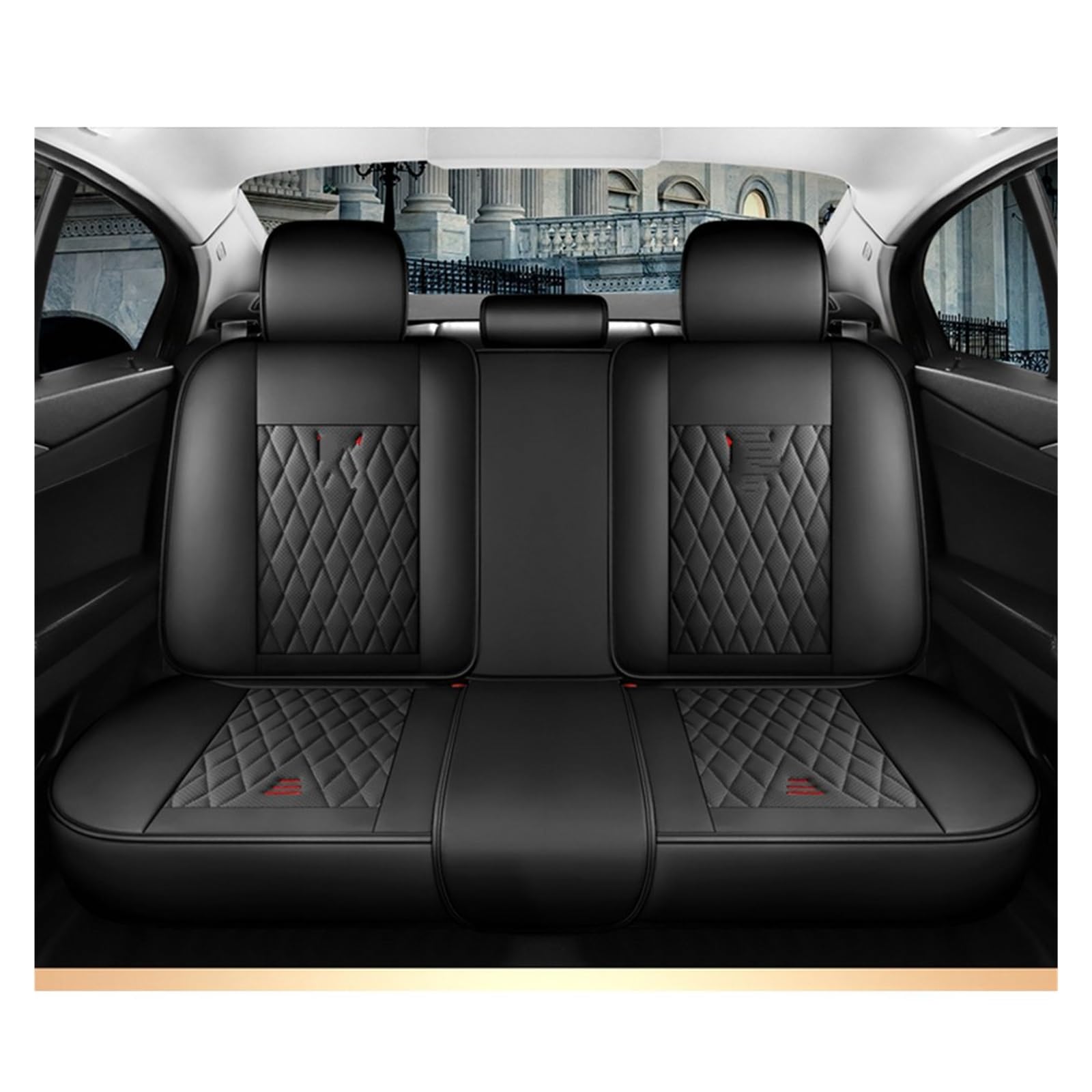 VBVGMZAS Auto Sitzbezüge Leder-Autositzbezüge für Fluence für Scenic für Clio für Captur für Kadjar für Logan 2 für Duster Arkana Kangoo Fahrzeugteile Sitzbezüge Auto(Black Rear) von VBVGMZAS