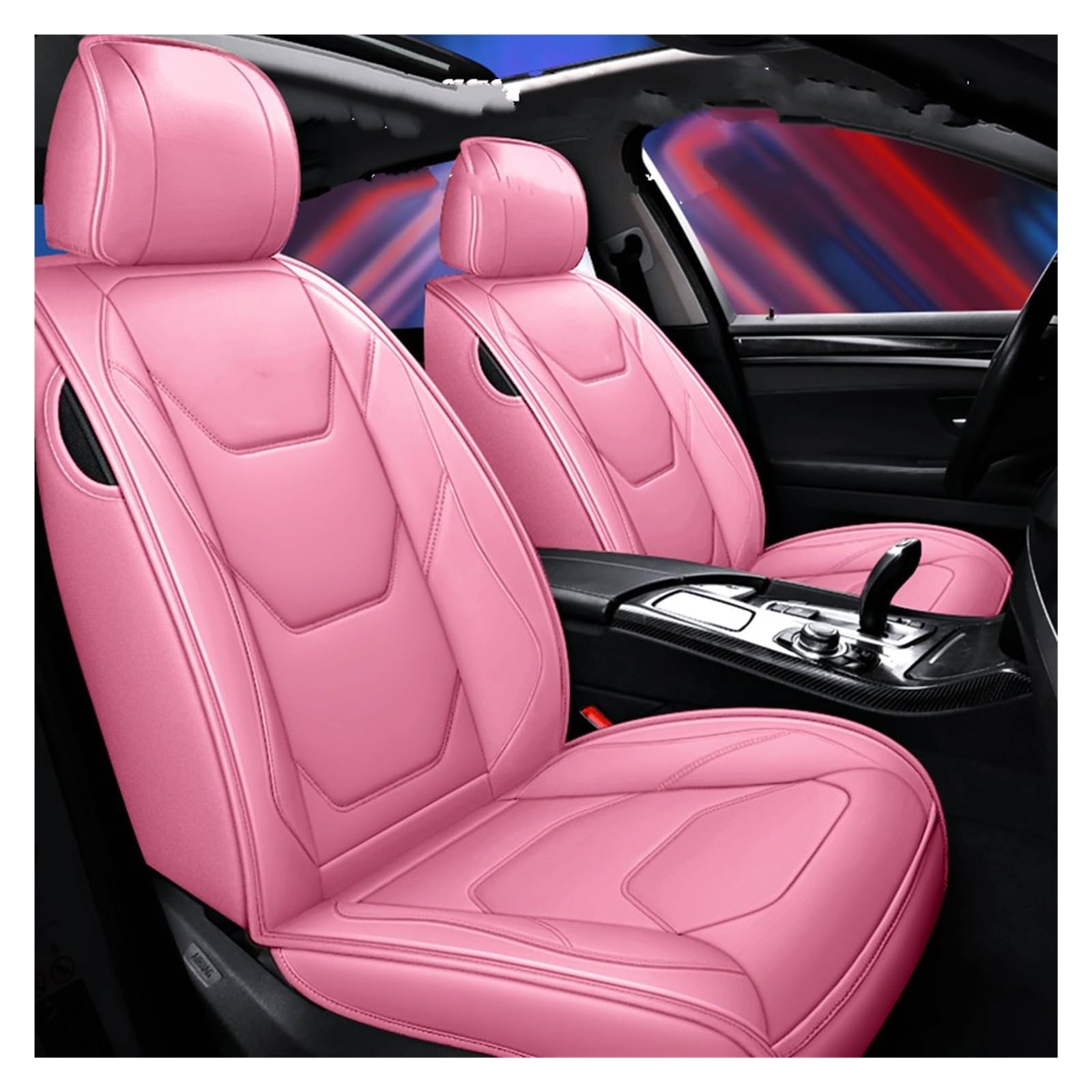 VBVGMZAS Auto Sitzbezüge Leder Autositzbezüge für Kizashi für S-Cross für Sx4 2015 Innenausstattung Autozubehör Sitzbezüge Auto(Pink Front) von VBVGMZAS