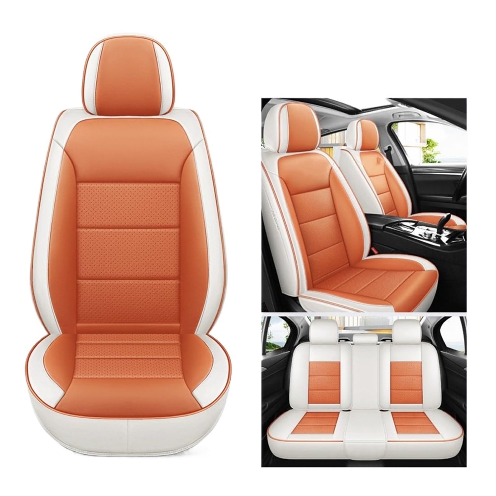VBVGMZAS Auto Sitzbezüge Leder Universal Autositzbezüge Komplettset Für Benz W204 Zubehör Sitzbezüge Auto(5 PCS 11) von VBVGMZAS