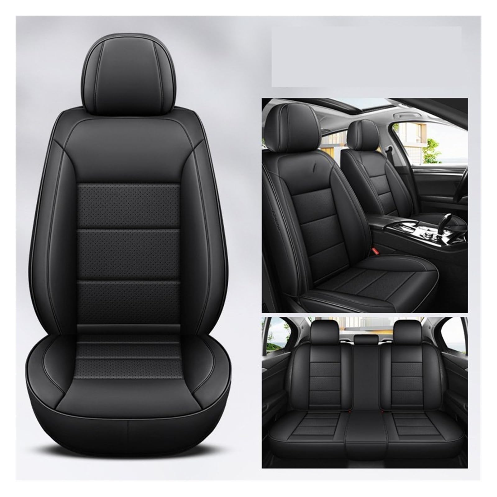 VBVGMZAS Auto Sitzbezüge Leder Universal Autositzbezüge Komplettset Für Benz W204 Zubehör Sitzbezüge Auto(5 PCS 2) von VBVGMZAS