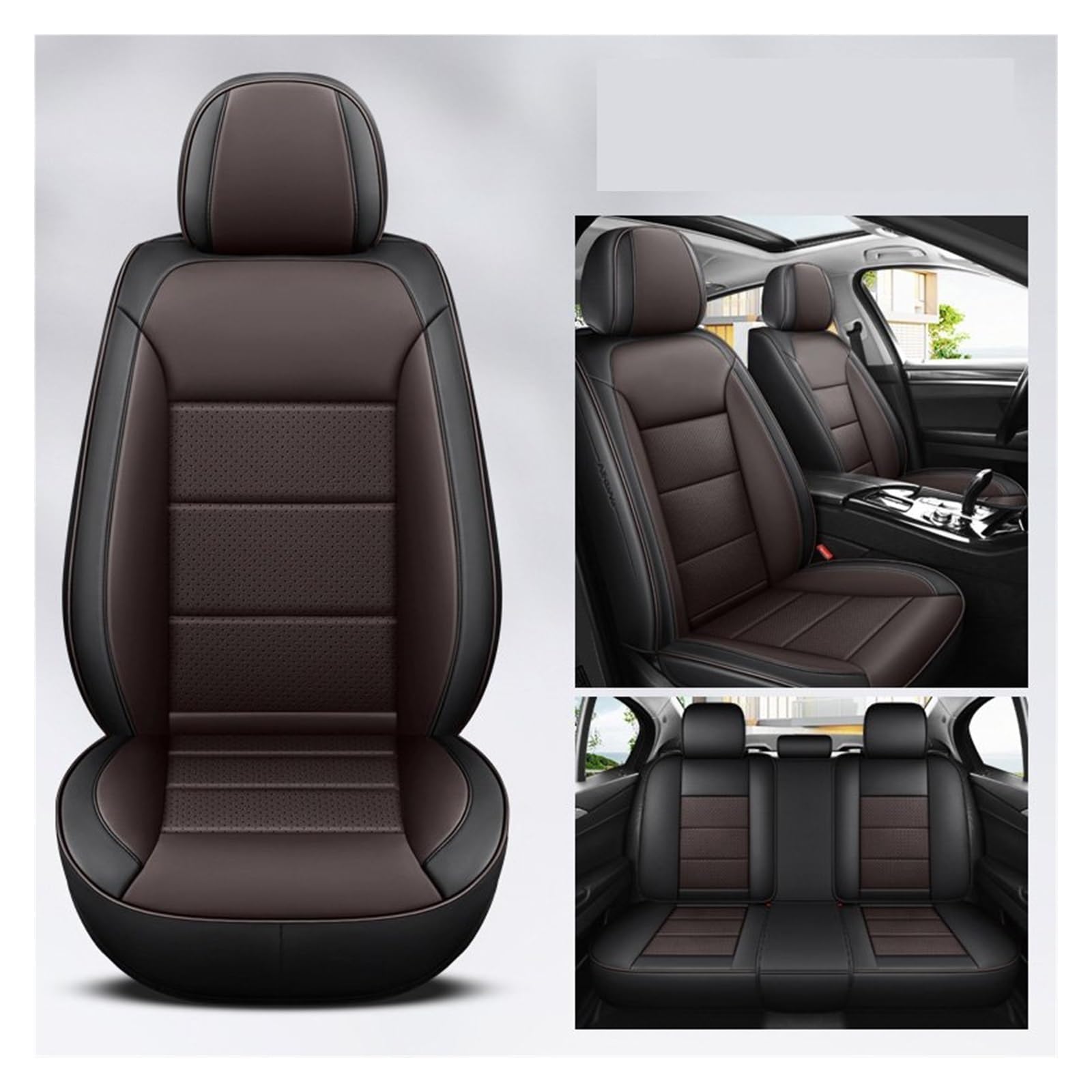 VBVGMZAS Auto Sitzbezüge Leder Universal Autositzbezüge Komplettset Für Benz W204 Zubehör Sitzbezüge Auto(5 PCS 5) von VBVGMZAS