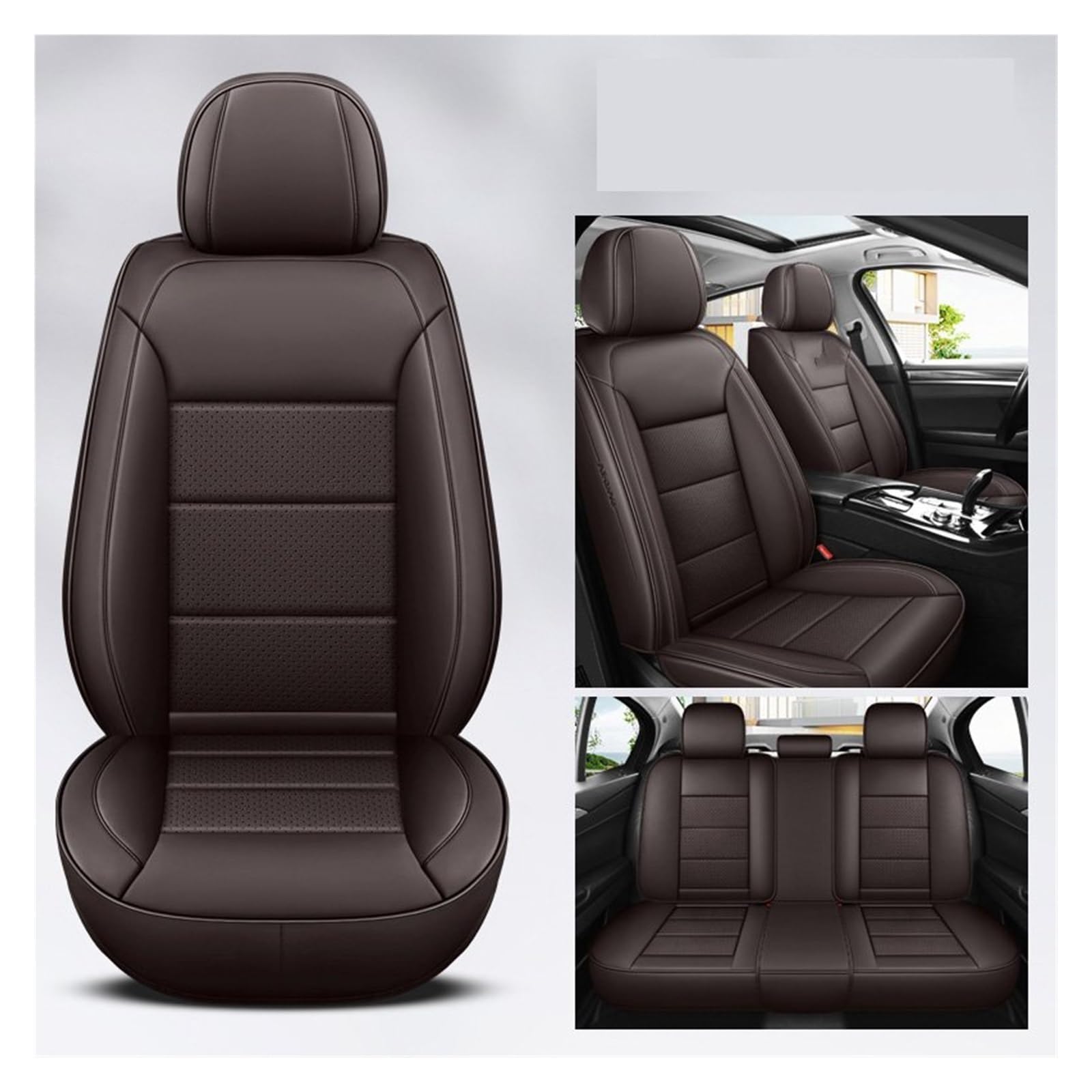 VBVGMZAS Auto Sitzbezüge Leder Universal Autositzbezüge Komplettset Für Benz W204 Zubehör Sitzbezüge Auto(5 PCS 6) von VBVGMZAS