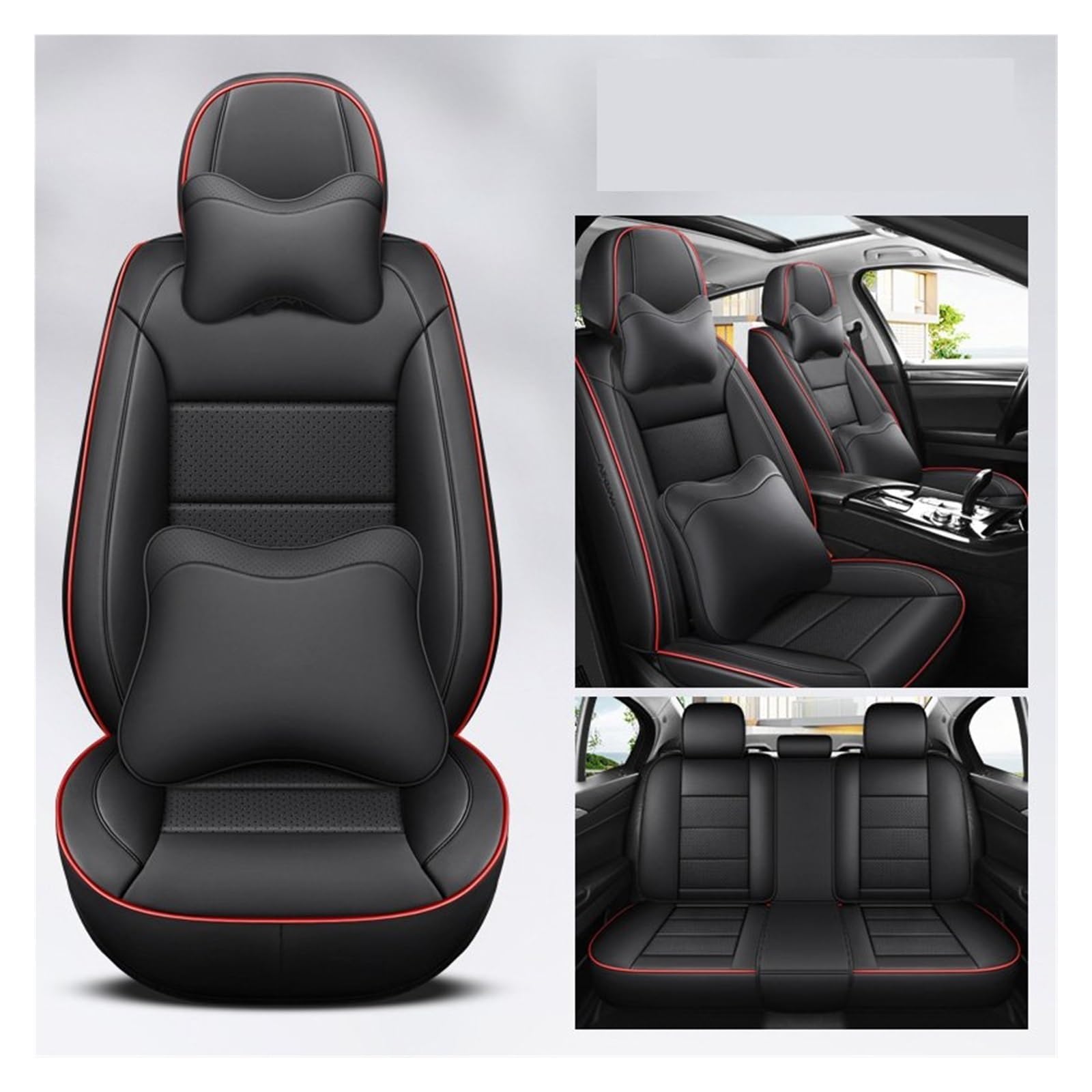 VBVGMZAS Auto Sitzbezüge Leder Universal Autositzbezüge Komplettset Für Benz W204 Zubehör Sitzbezüge Auto(7 PCS 2) von VBVGMZAS