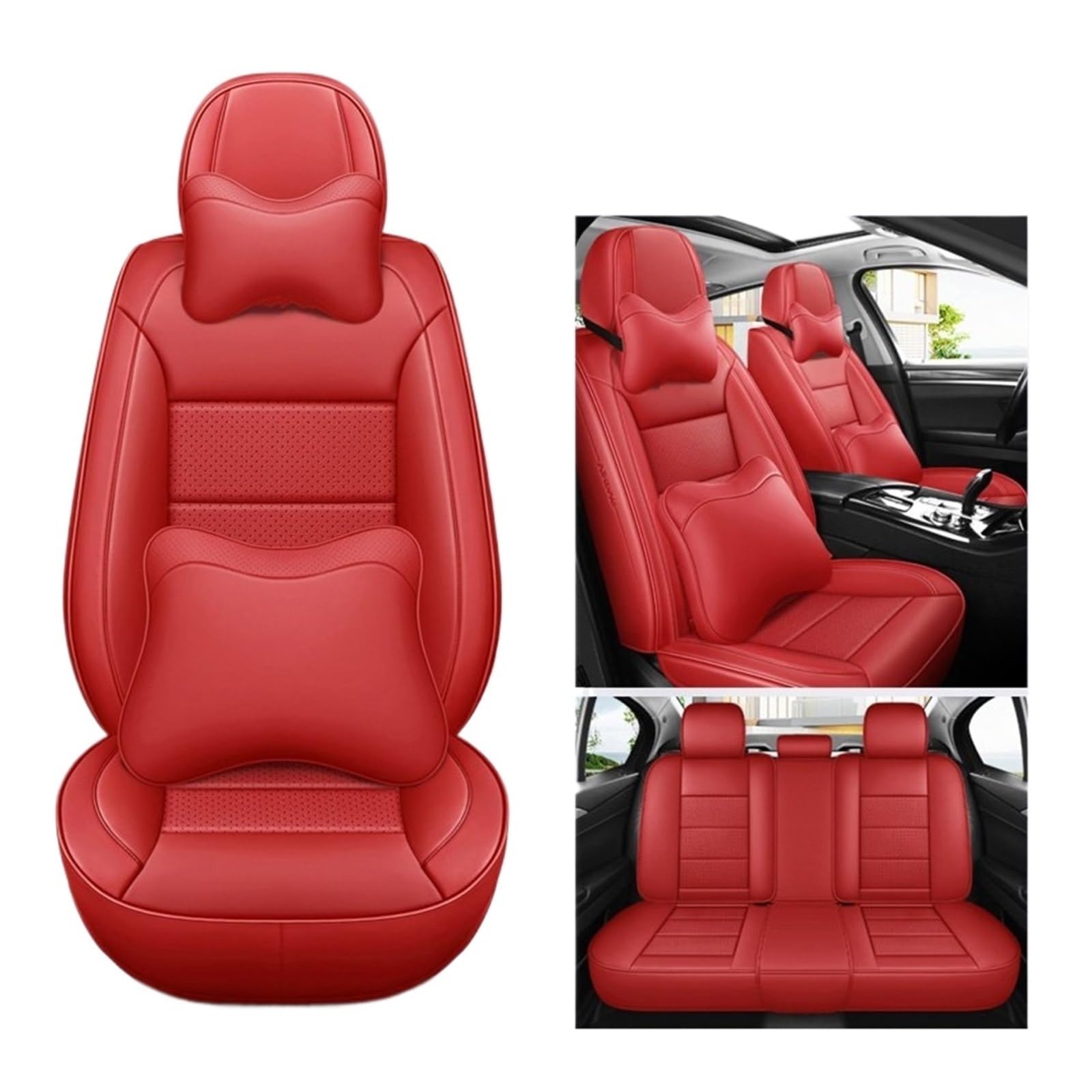 VBVGMZAS Auto Sitzbezüge Leder Universal Autositzbezüge Komplettset Für Benz W204 Zubehör Sitzbezüge Auto(7 PCS 8) von VBVGMZAS
