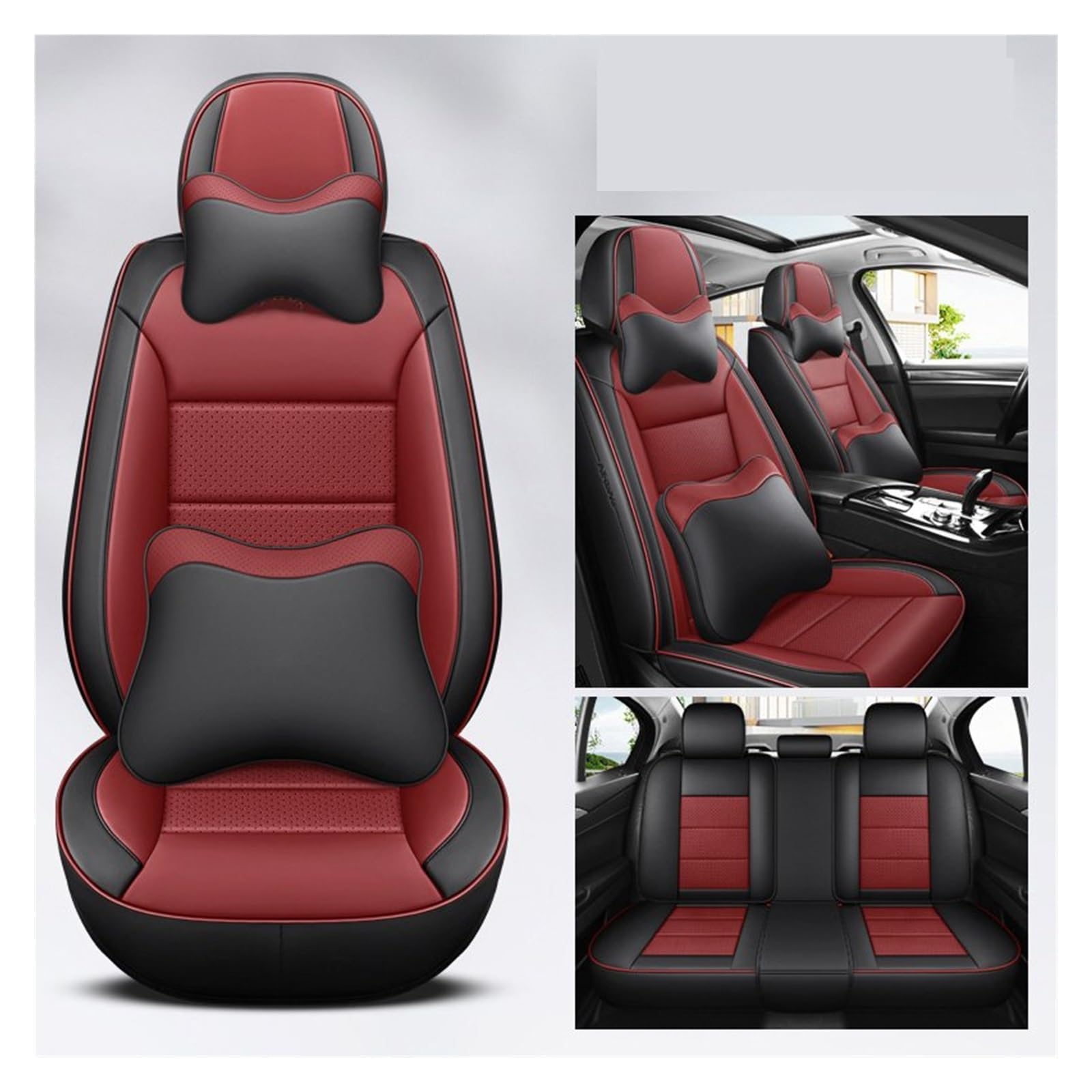 VBVGMZAS Auto Sitzbezüge Leder Universal Autositzbezüge Komplettset Für Mazda 6 Zubehör Sitzbezüge Auto(7 PCS) von VBVGMZAS