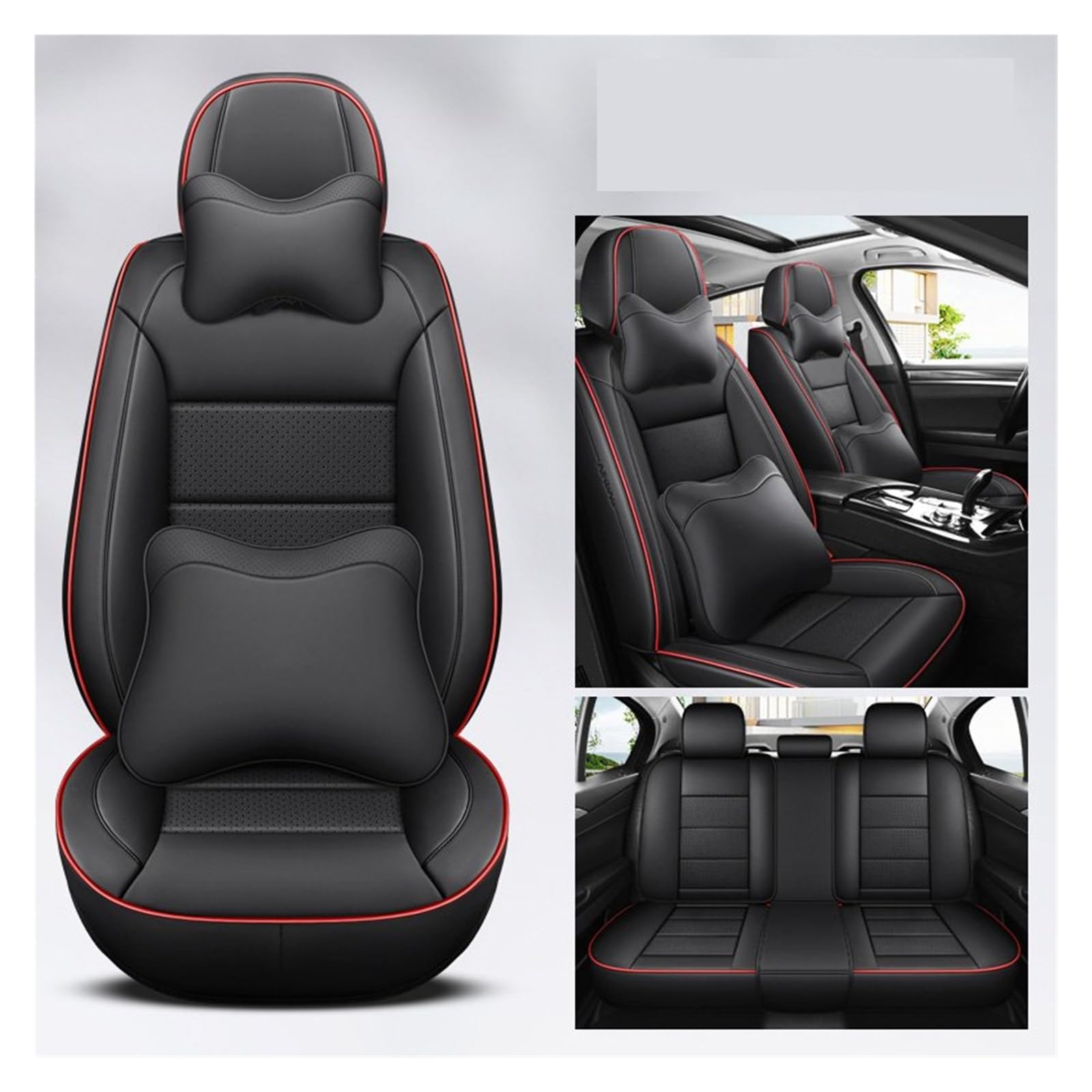 VBVGMZAS Auto Sitzbezüge Leder Universal Autositzbezüge Komplettset Für Mazda 6 Zubehör Sitzbezüge Auto(7 PCS 2) von VBVGMZAS