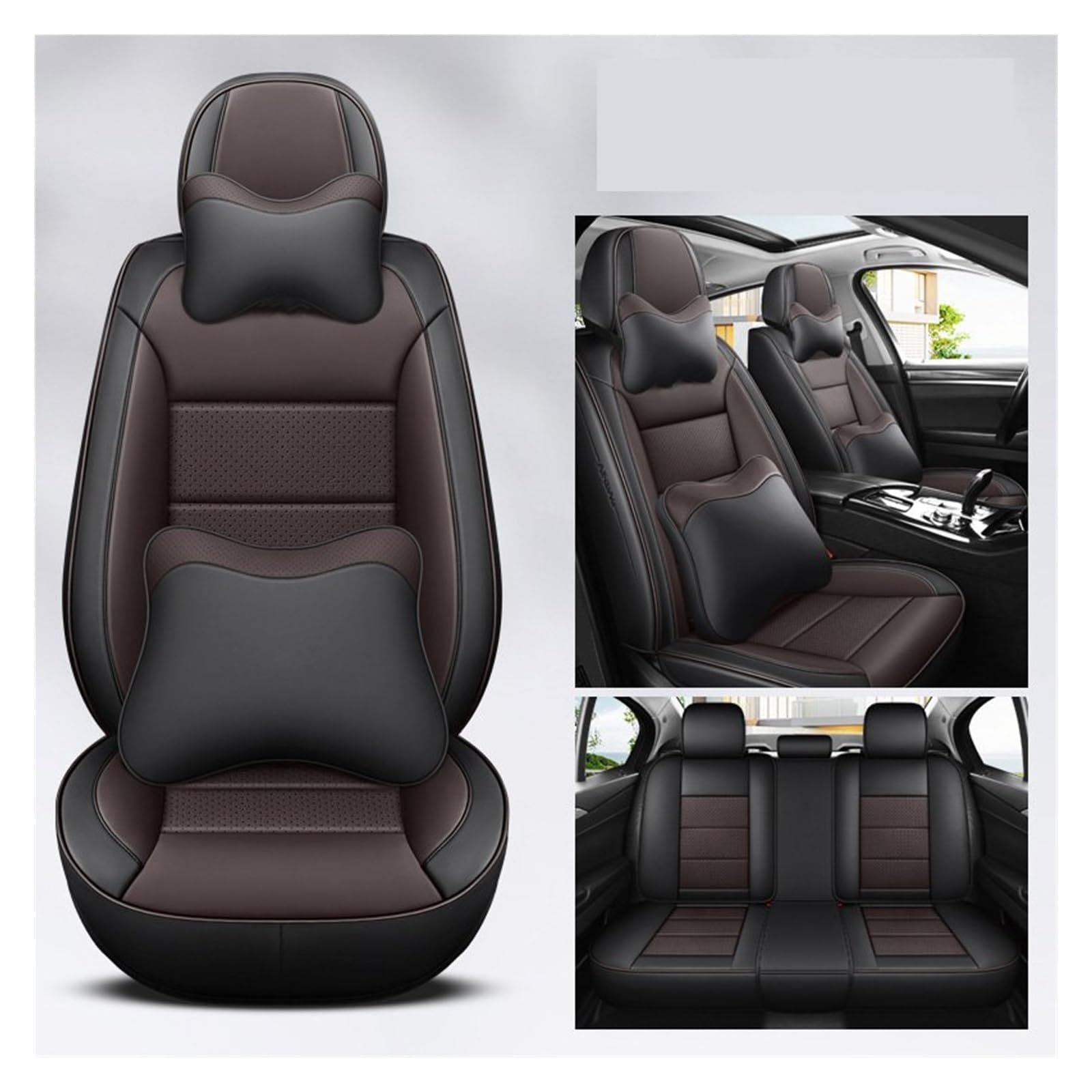 VBVGMZAS Auto Sitzbezüge Leder Universal Autositzbezüge Komplettset Für Mazda 6 Zubehör Sitzbezüge Auto(7 PCS 4) von VBVGMZAS