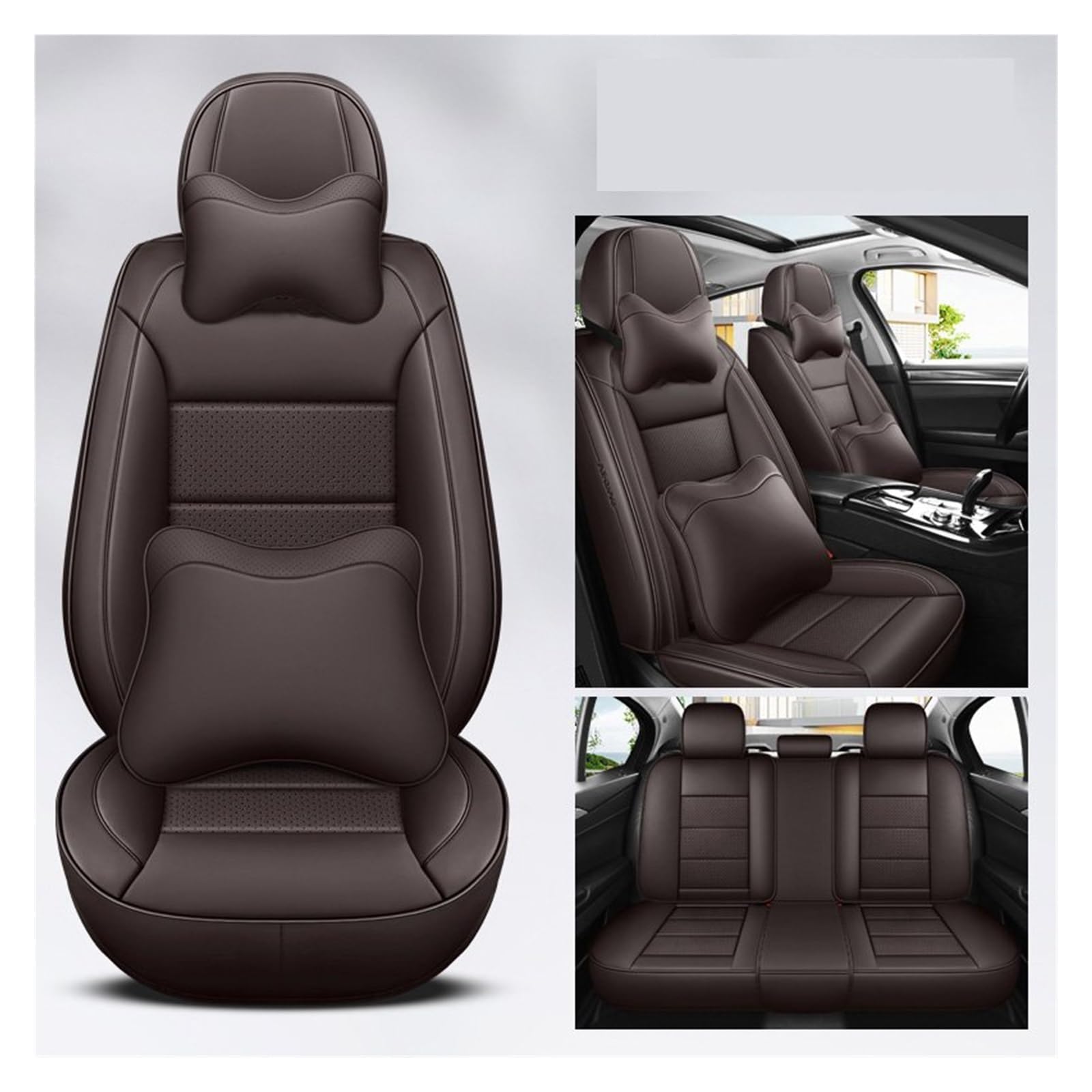 VBVGMZAS Auto Sitzbezüge Leder Universal Autositzbezüge Komplettset Für Mazda 6 Zubehör Sitzbezüge Auto(7 PCS 5) von VBVGMZAS