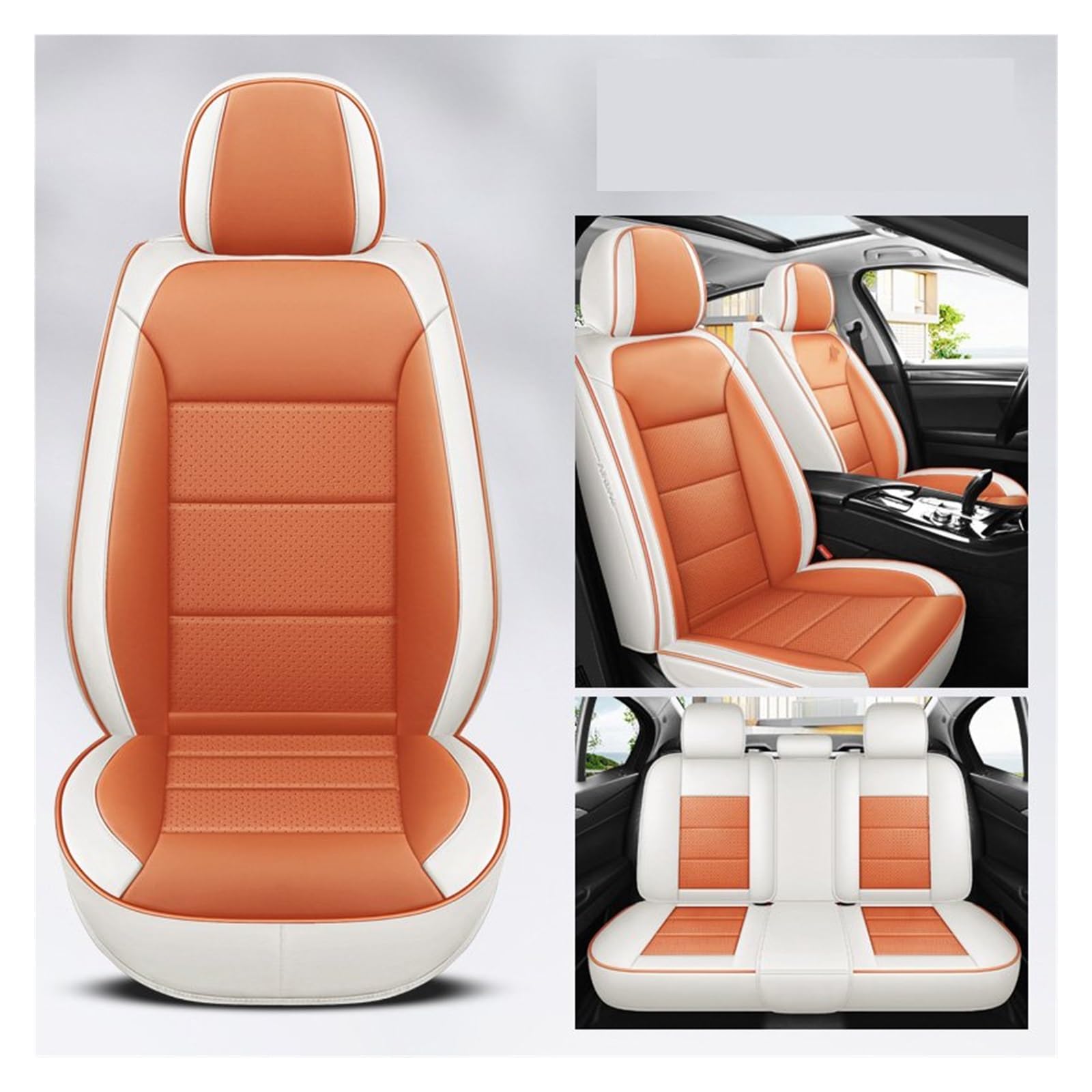 VBVGMZAS Auto Sitzbezüge Leder Universal Autositzbezüge Komplettset für Jeep für Kompass Zubehör Sitzbezüge Auto(5 PCS 11) von VBVGMZAS