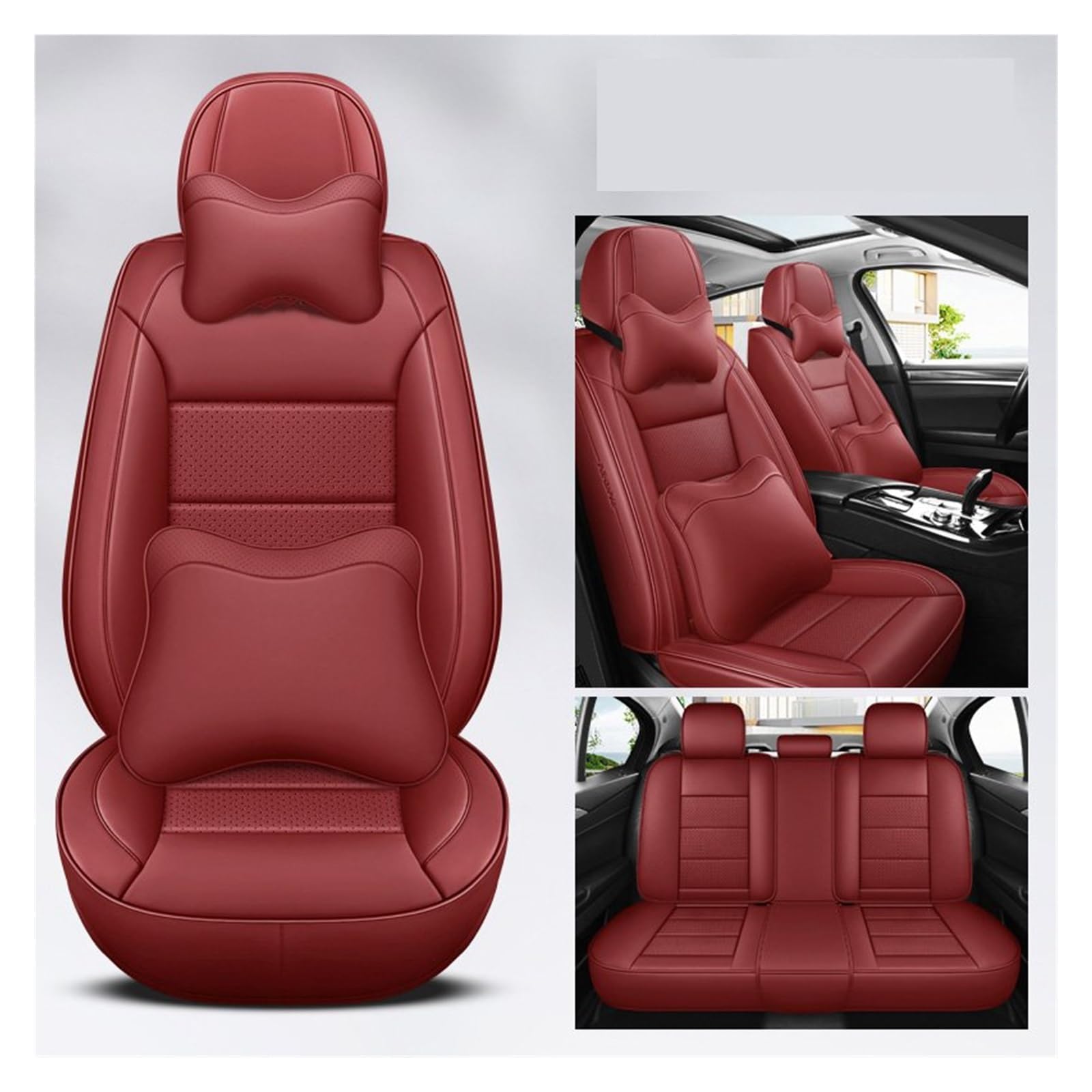 VBVGMZAS Auto Sitzbezüge Leder Universal Autositzbezüge Komplettset für Jeep für Kompass Zubehör Sitzbezüge Auto(7 PCS 7) von VBVGMZAS