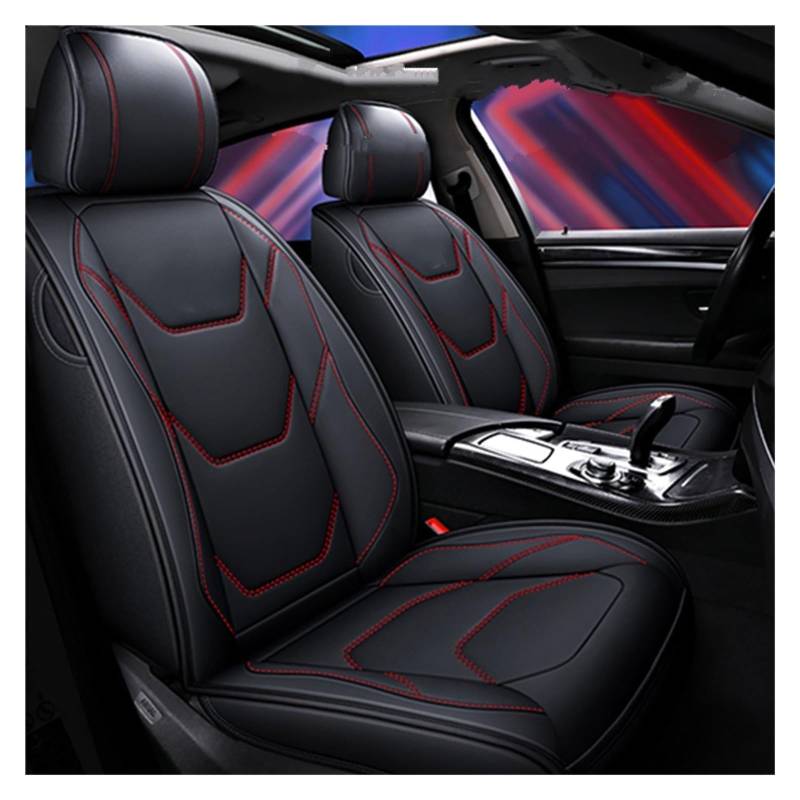 VBVGMZAS Auto Sitzbezüge Leder Universal Autositzbezüge für X1 für X6 für X4 für X3 für X5 F10 F20 520 525 320 E36 E46 Innensitzschutz Autozubehör Sitzbezüge Auto(Black Red Line Front) von VBVGMZAS