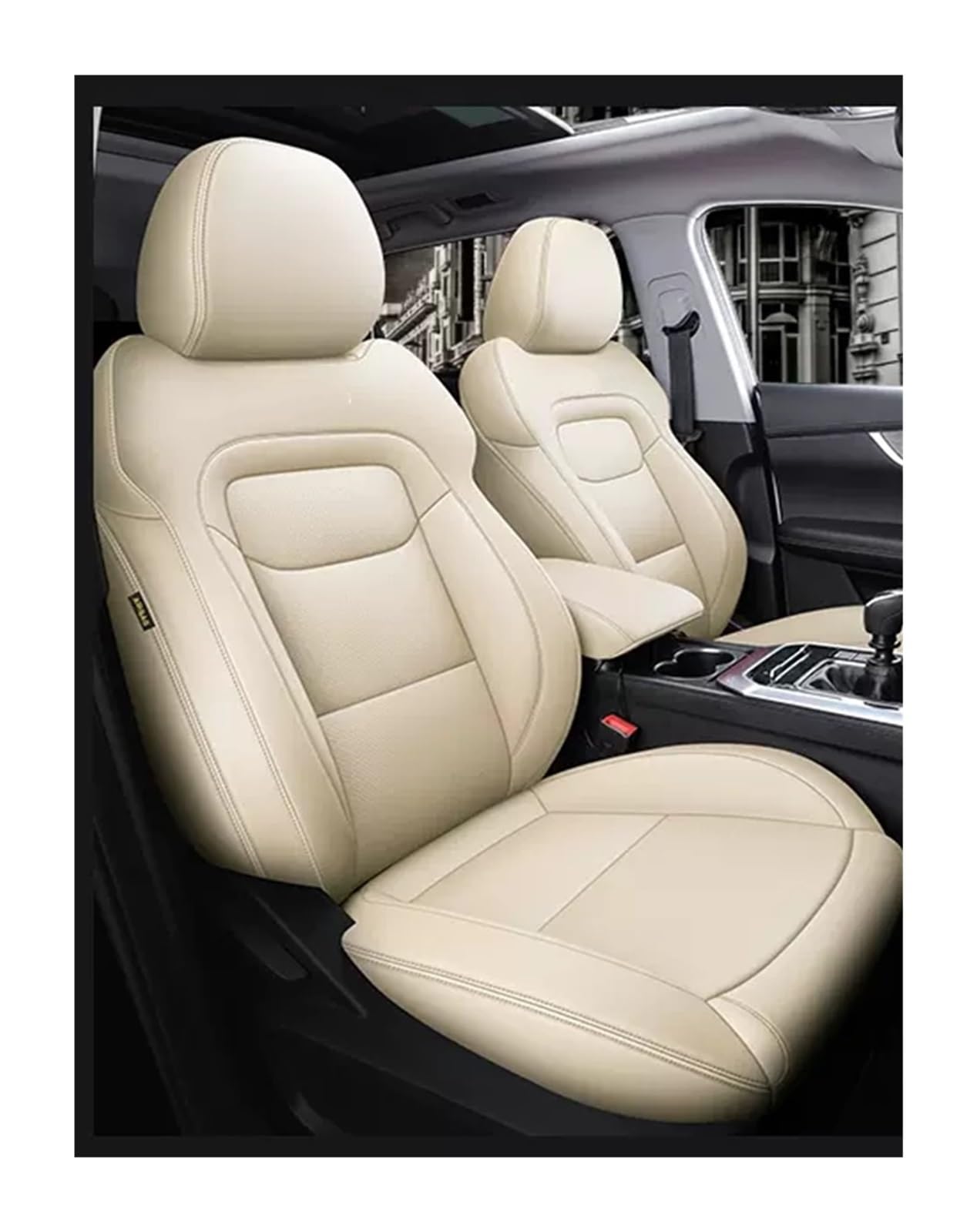 VBVGMZAS Auto Sitzbezüge Passgenauer Autositzbezug Für Volvo Für XC60 Für XC90 Für S60 Für S90 Vollumrandung aus strapazierfähigem Leder Sitzbezüge Auto(Beige) von VBVGMZAS