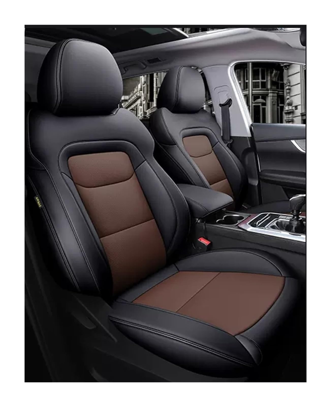 VBVGMZAS Auto Sitzbezüge Passgenauer Autositzbezug Für Volvo Für XC60 Für XC90 Für S60 Für S90 Vollumrandung aus strapazierfähigem Leder Sitzbezüge Auto(Black Coffee) von VBVGMZAS