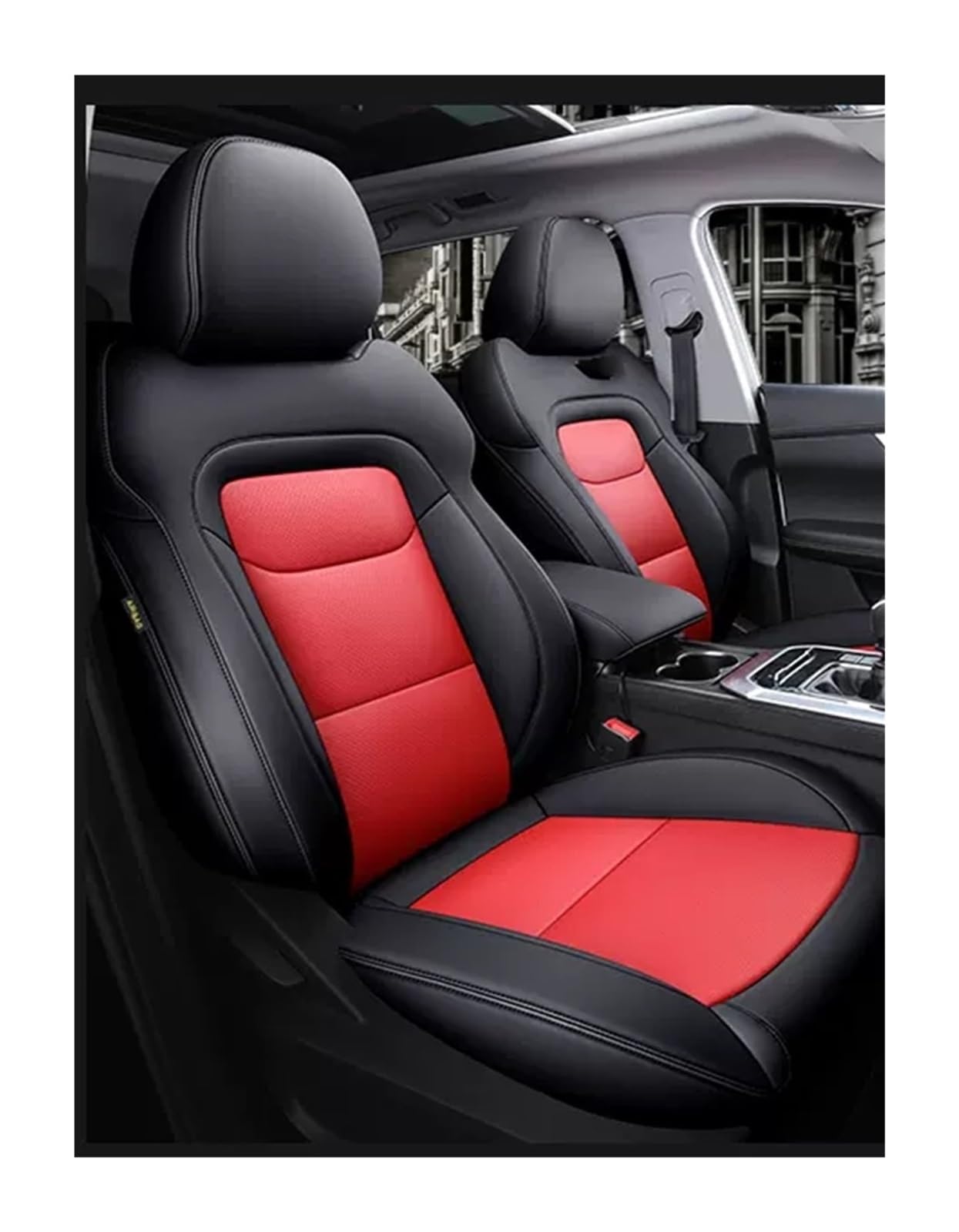 VBVGMZAS Auto Sitzbezüge Passgenauer Autositzbezug Für Volvo Für XC60 Für XC90 Für S60 Für S90 Vollumrandung aus strapazierfähigem Leder Sitzbezüge Auto(Black red) von VBVGMZAS