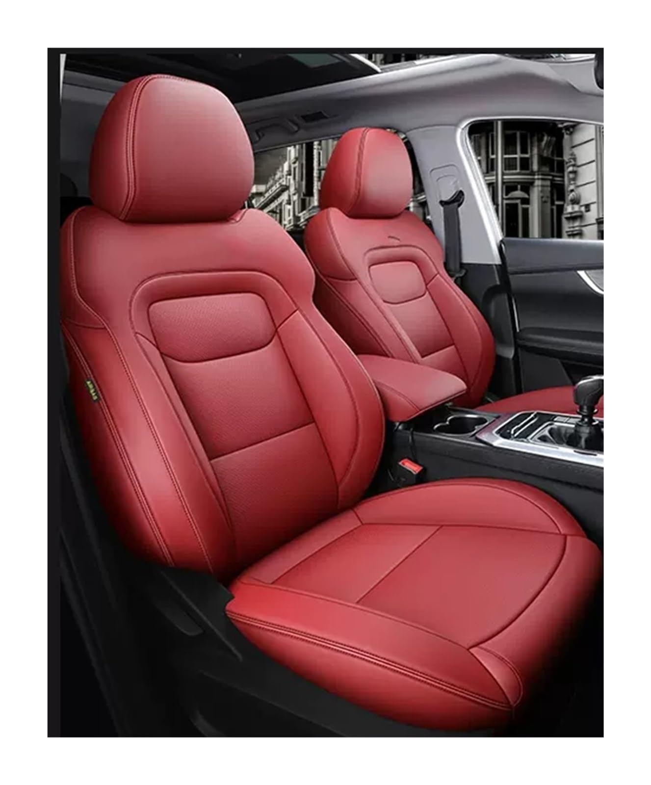 VBVGMZAS Auto Sitzbezüge Passgenauer Autositzbezug Für Volvo Für XC60 Für XC90 Für S60 Für S90 Vollumrandung aus strapazierfähigem Leder Sitzbezüge Auto(Burgundy) von VBVGMZAS