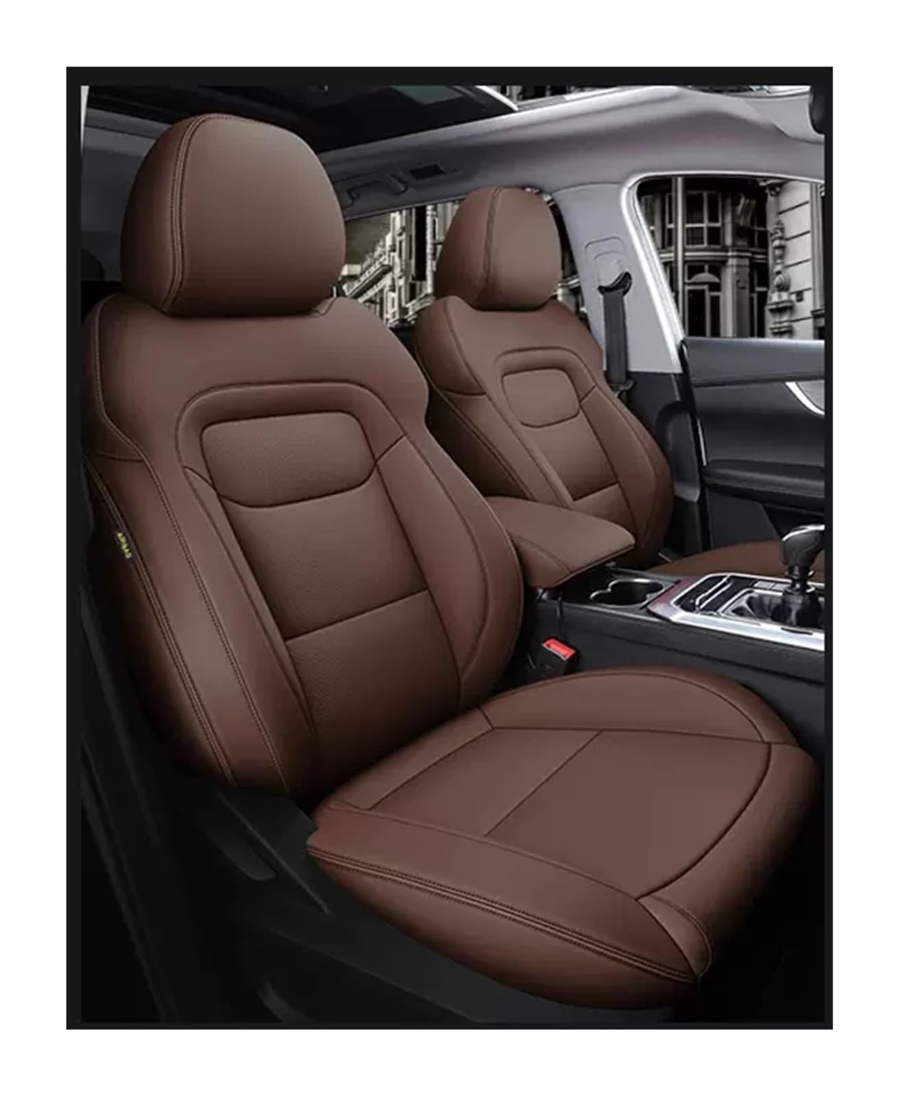 VBVGMZAS Auto Sitzbezüge Passgenauer Autositzbezug Für Volvo Für XC60 Für XC90 Für S60 Für S90 Vollumrandung aus strapazierfähigem Leder Sitzbezüge Auto(Coffee) von VBVGMZAS