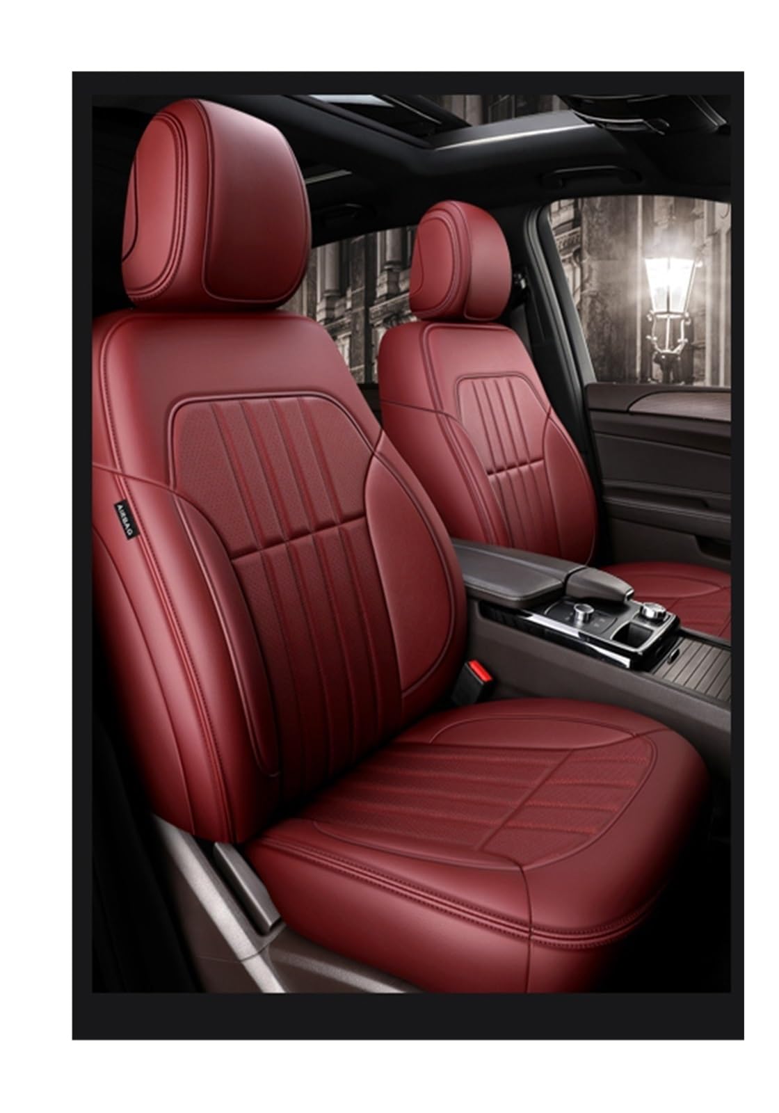 VBVGMZAS Auto Sitzbezüge Passgenauer Autozubehör-Sitzbezug für 5 Sitze, komplettes Set aus Leder für Benz W204 W205 W211 W203, vorne und hinten Sitzbezüge Auto(Burgundy) von VBVGMZAS
